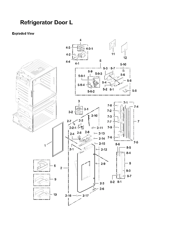 Left Refrigerator Door Parts
