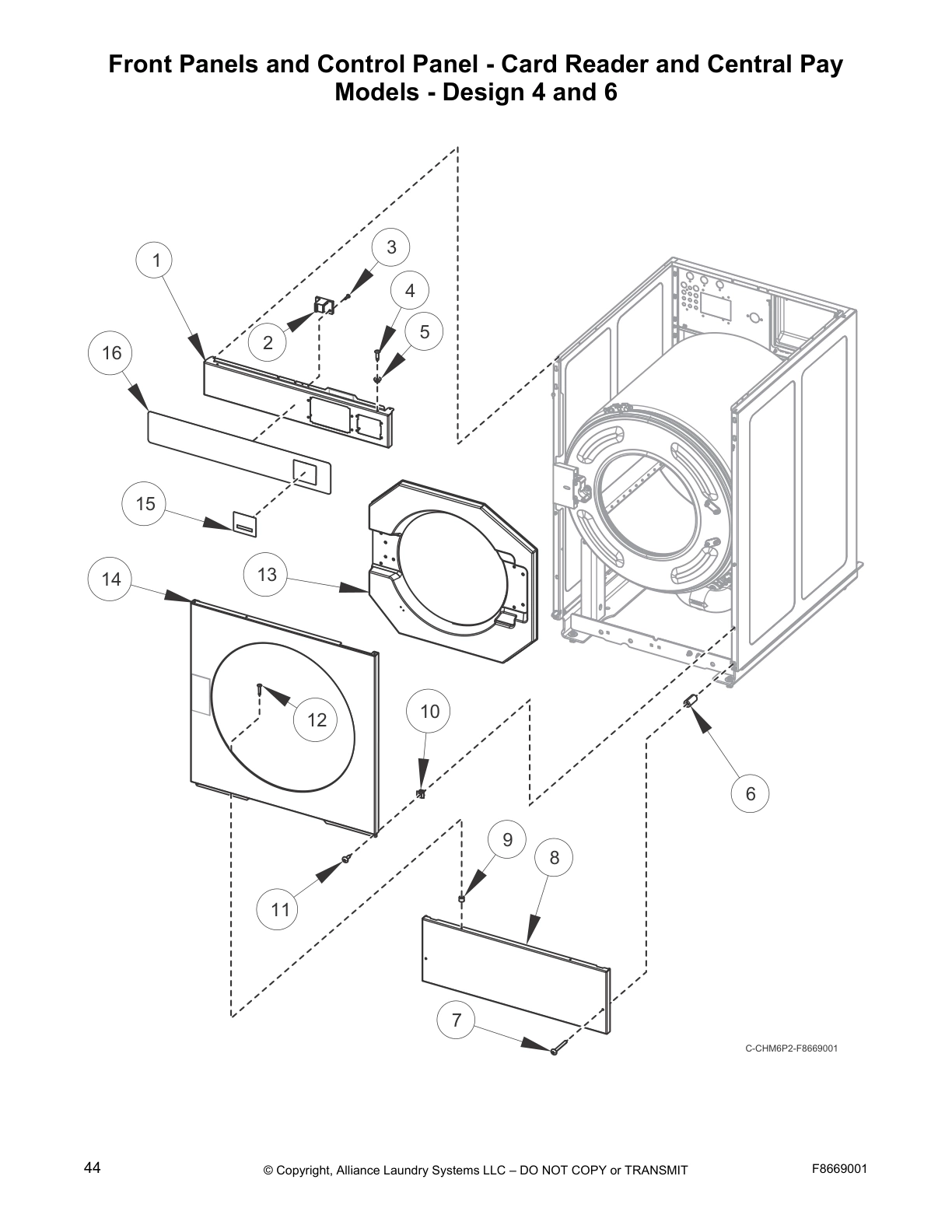 Front Panels and Control Panel - Card Reader and Central Pay 
Models - Design 4 and 6