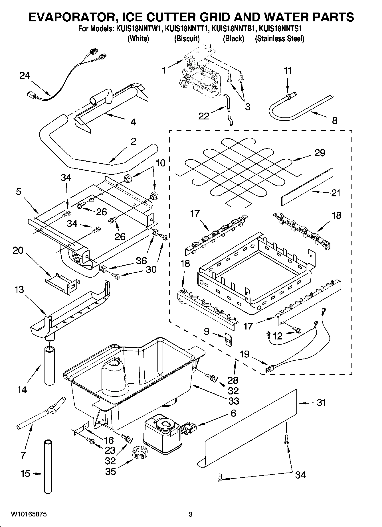 02 - EVAPORATOR, ICE CUTTER GRID AND WATER PARTS