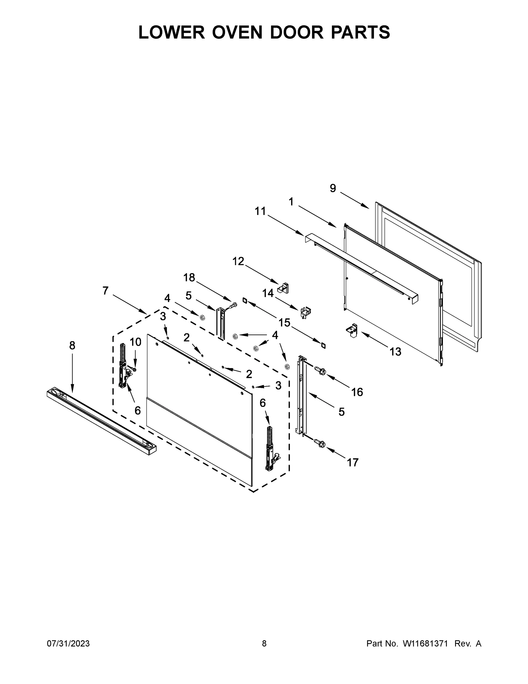 05 - LOWER OVEN DOOR PARTS