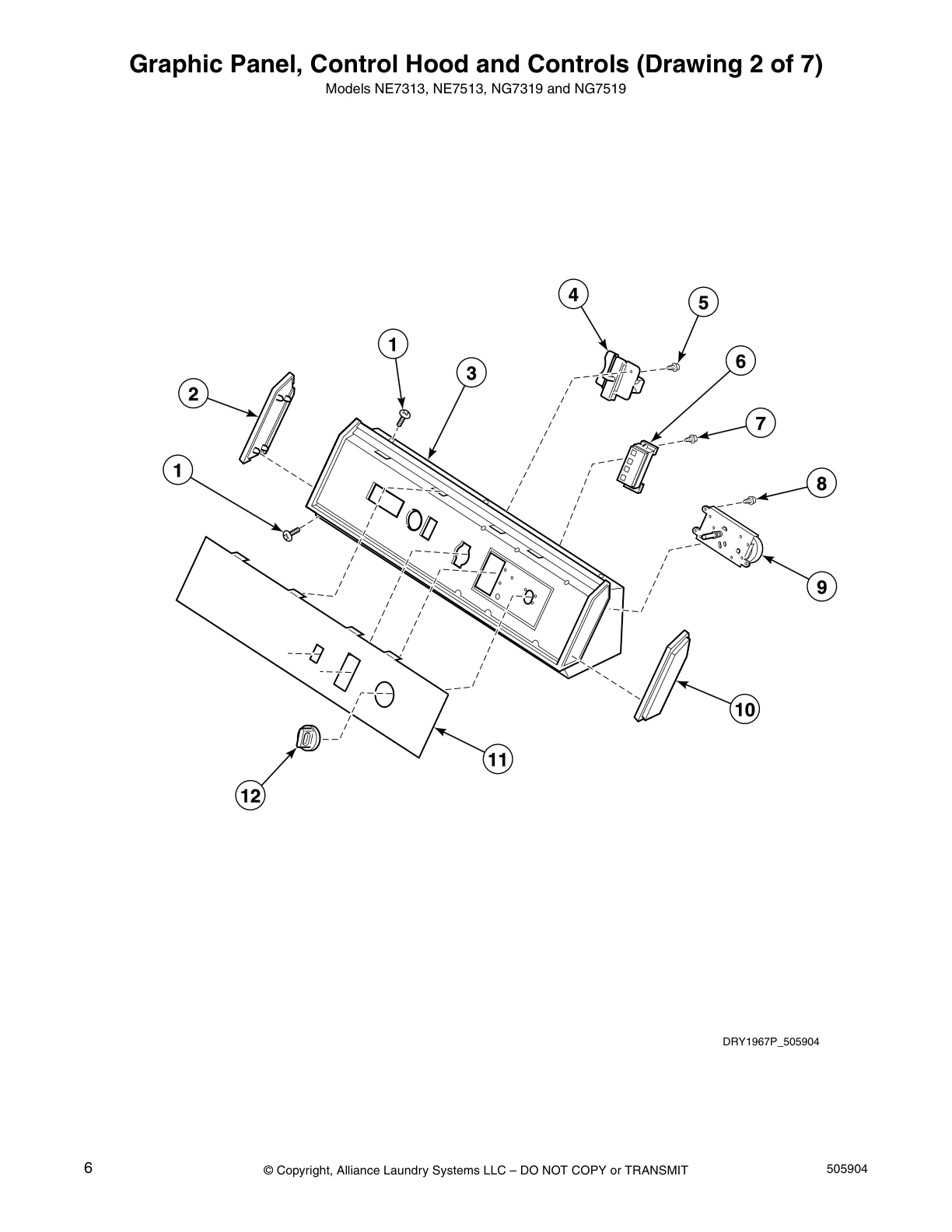 Graphic Panel, Control Hood and Controls (Drawing 2 of 7)