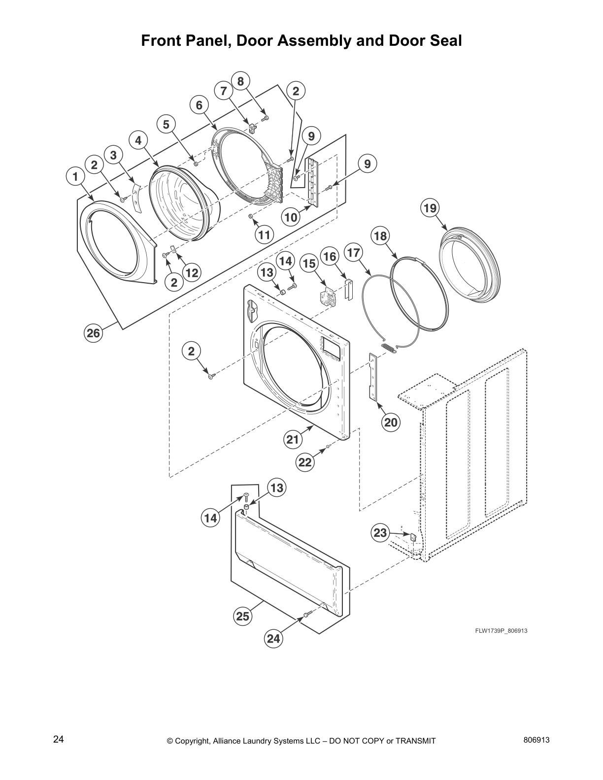 Front Panel, Door Assembly and Door Seal