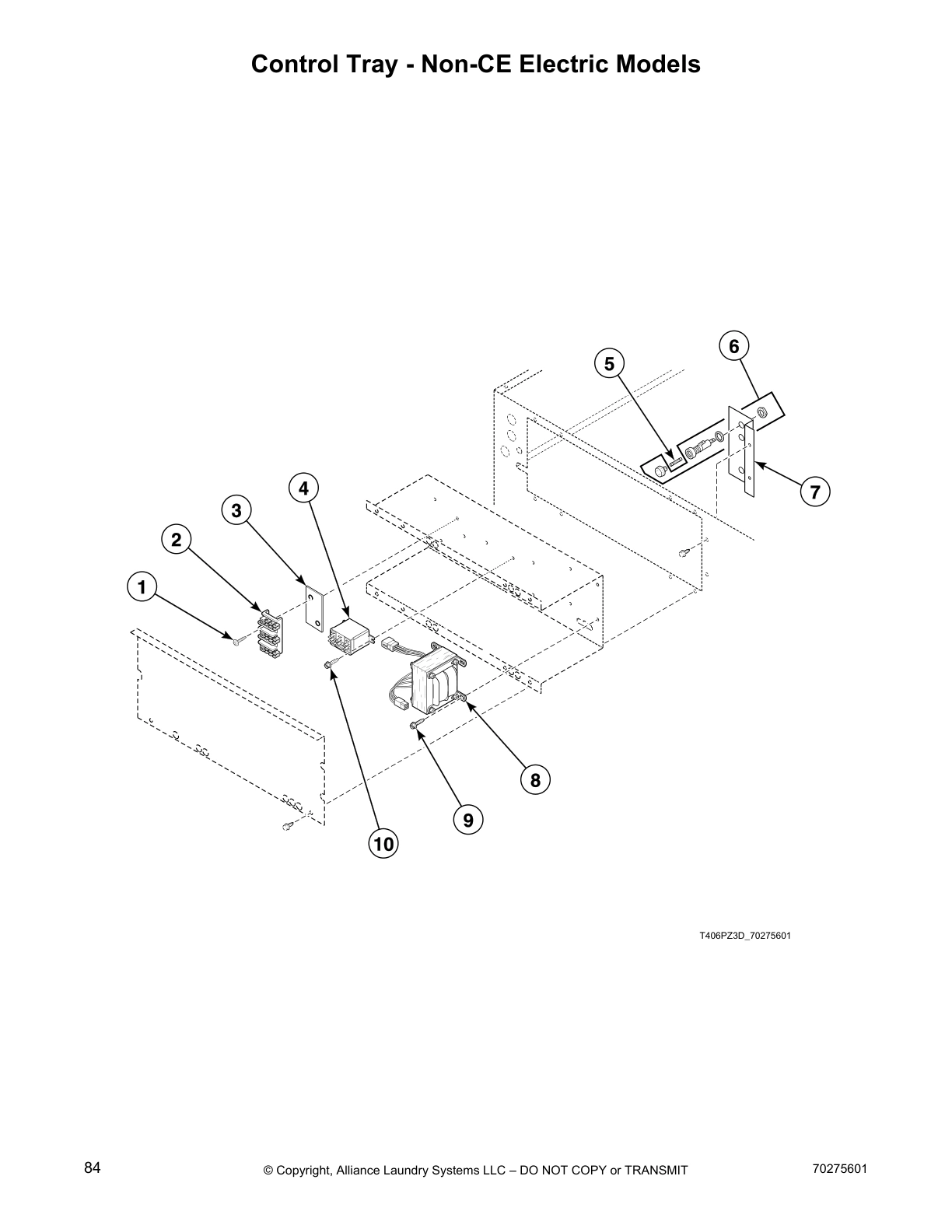 Control Tray - Non-CE Electric Models
