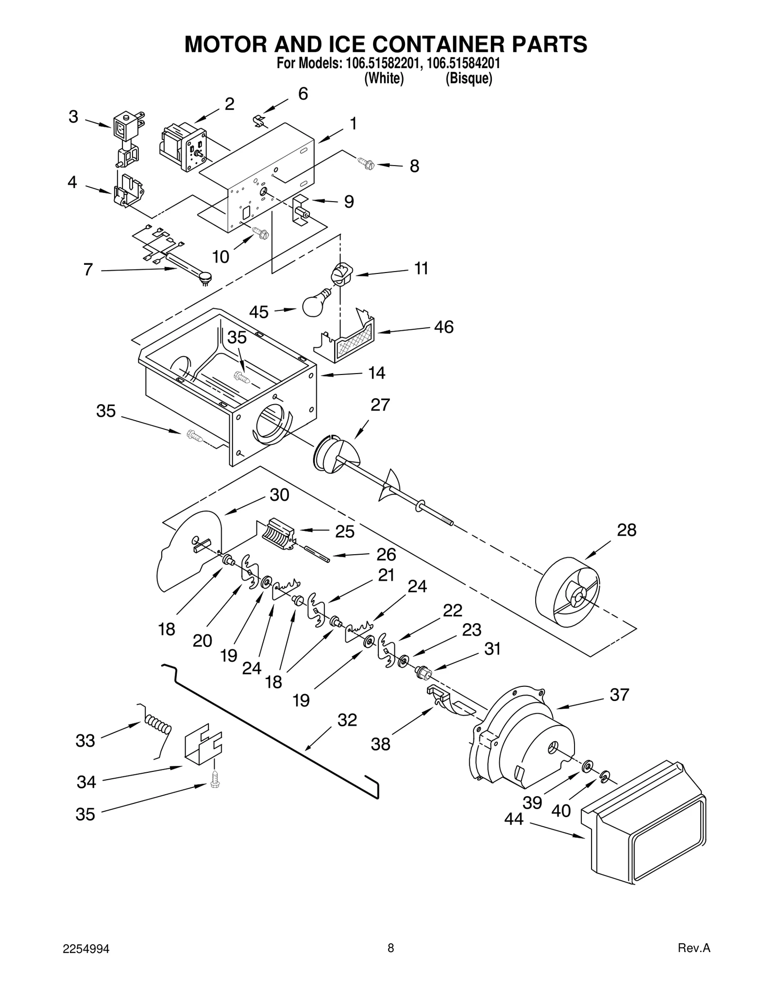 MOTOR AND ICE CONTAINER PARTS