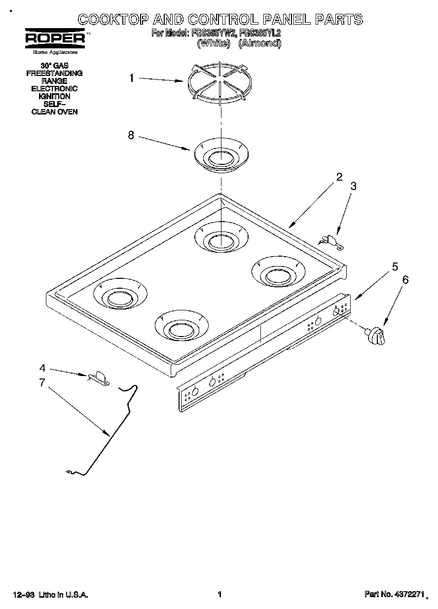 01 - COOKTOP AND CONTROL PANEL