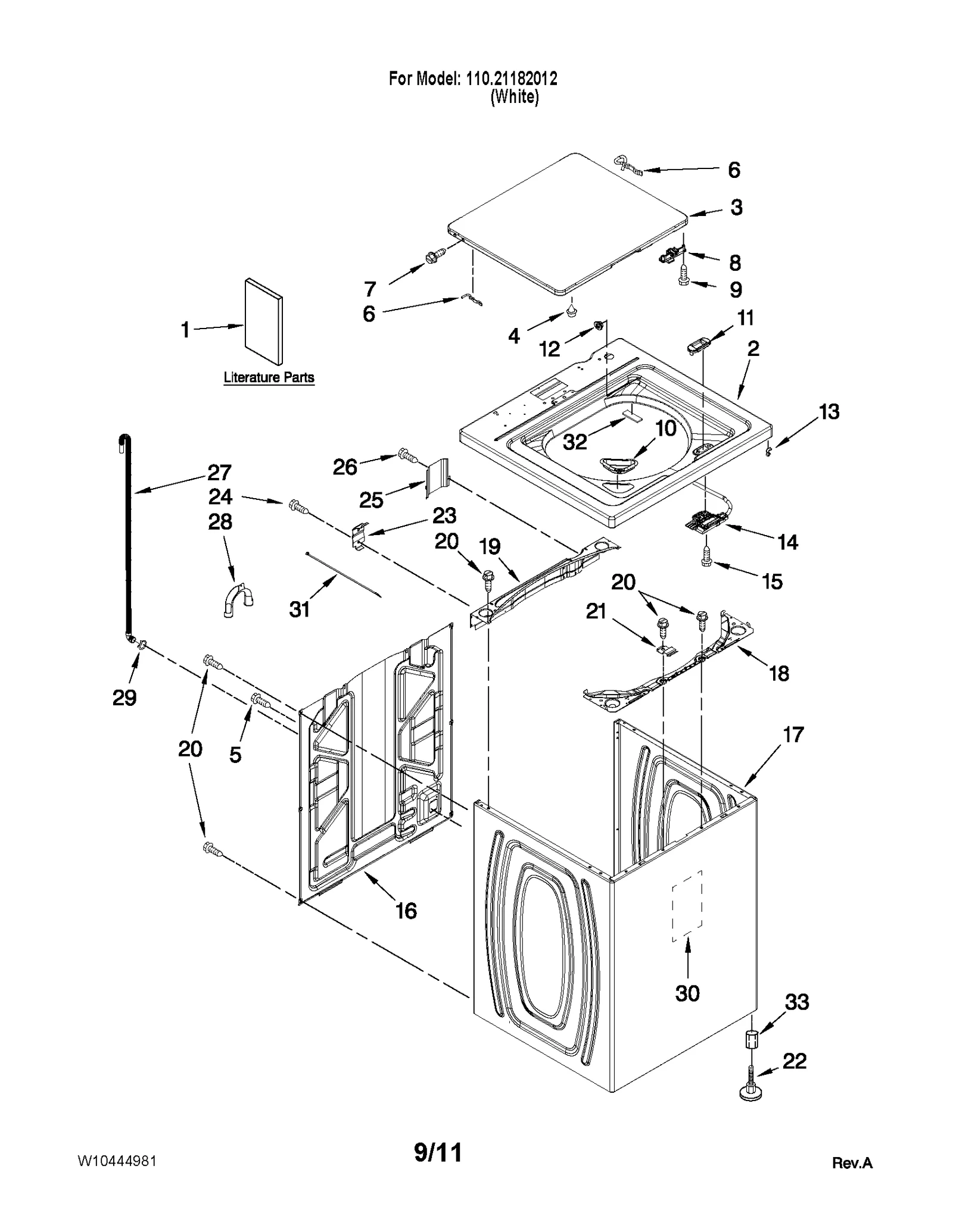 TOP AND CABINET PARTS