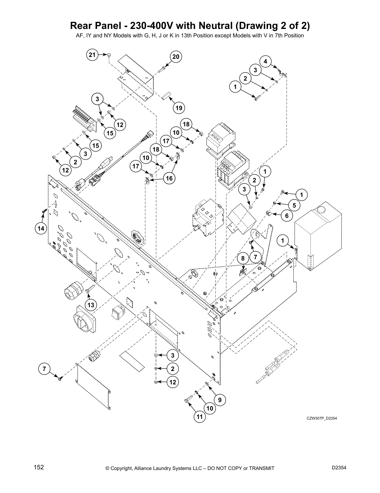 Rear Panel - 230-400V with Neutral (Drawing 2 of 2)