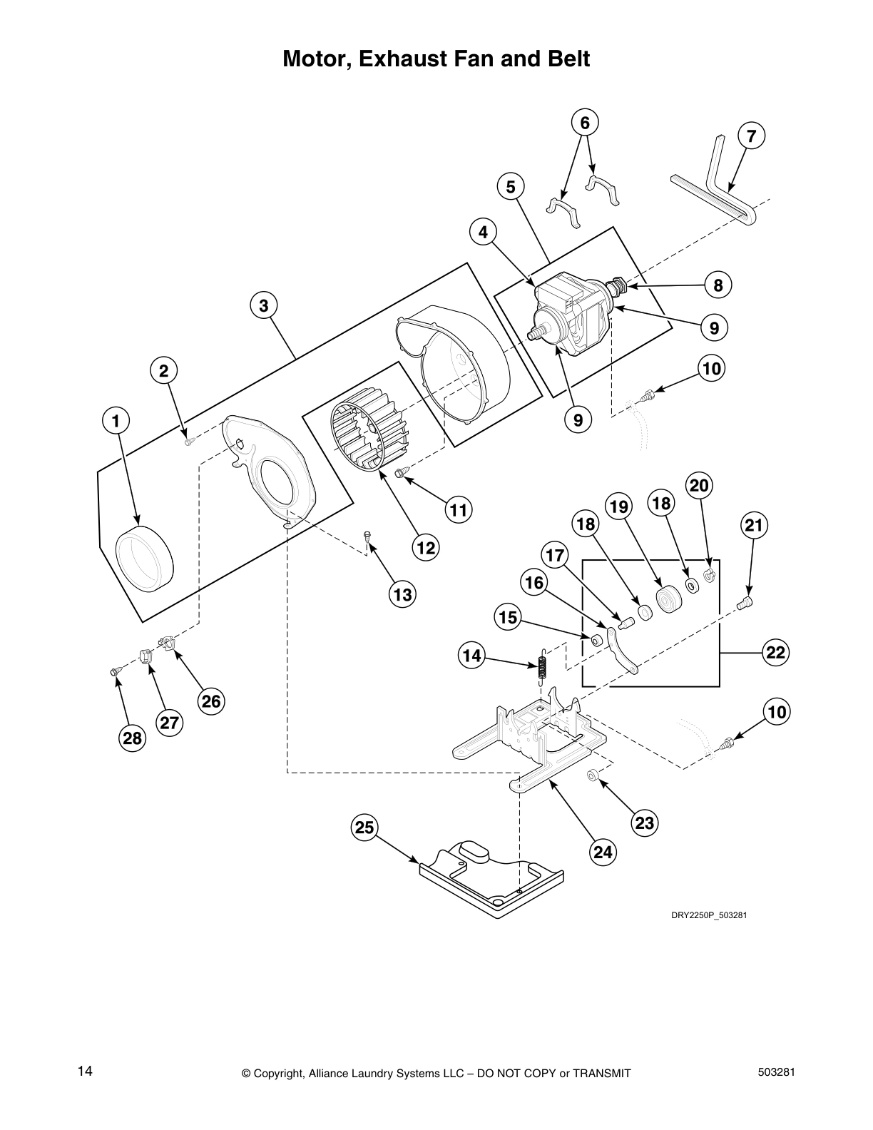 Motor, Exhaust Fan and Belt