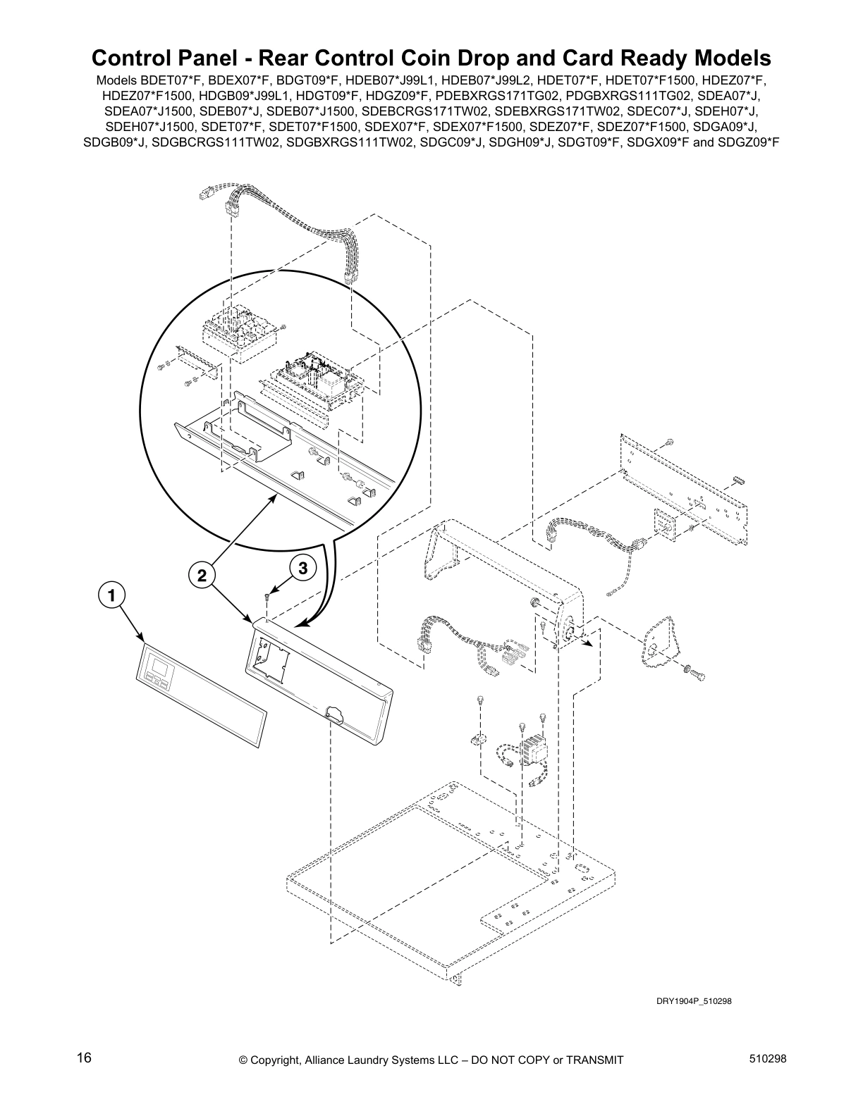 Control Panel - Rear Control Coin Drop and Card Ready Models