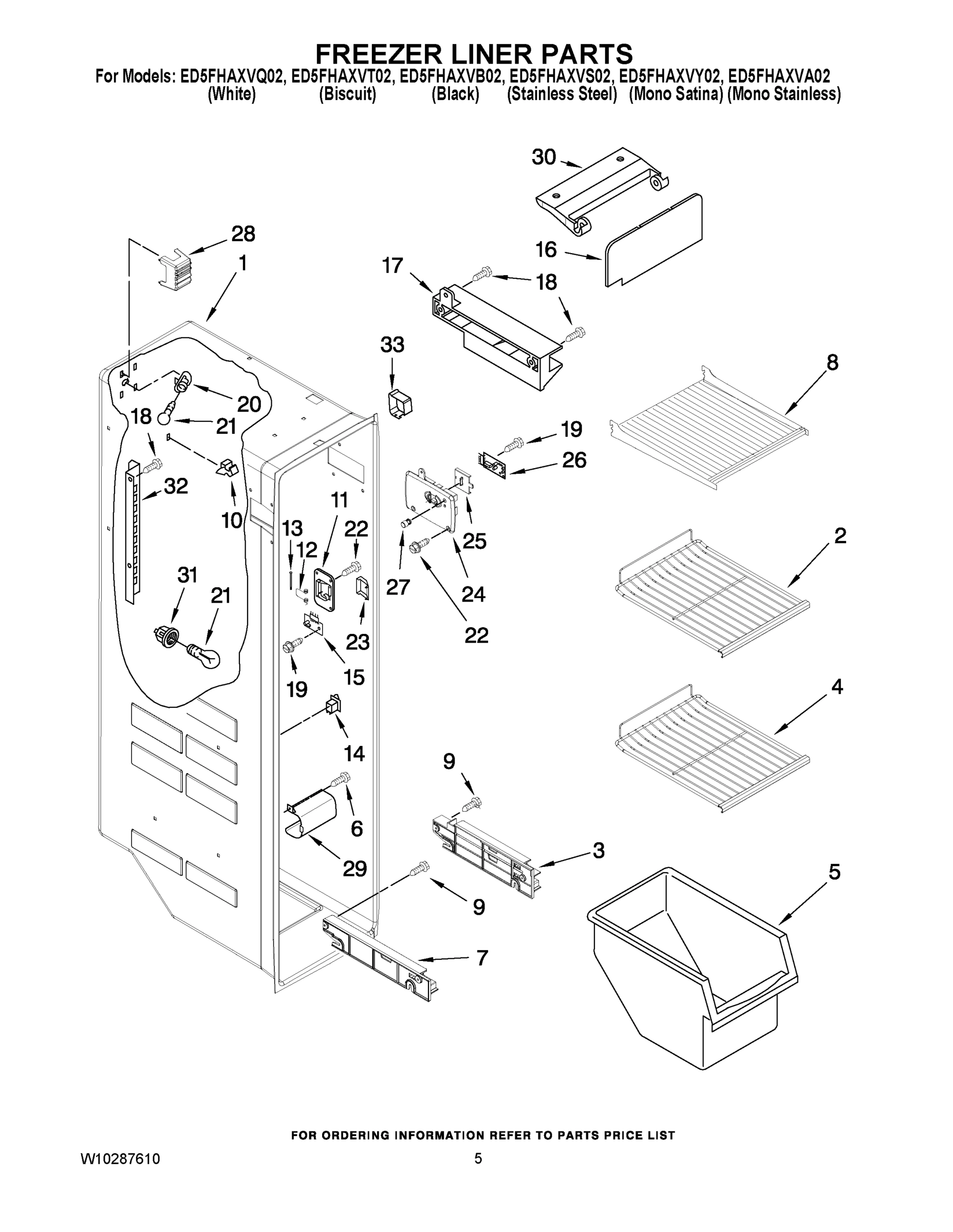 04 - FREEZER LINER PARTS