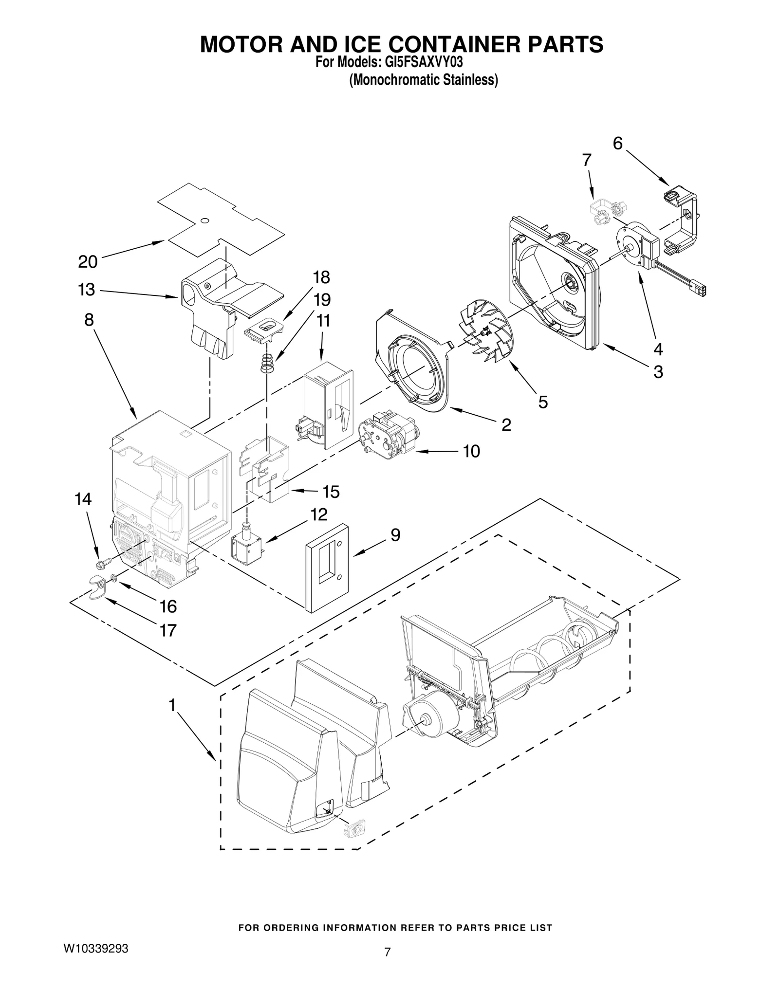 MOTOR AND ICE CONTAINER PARTS