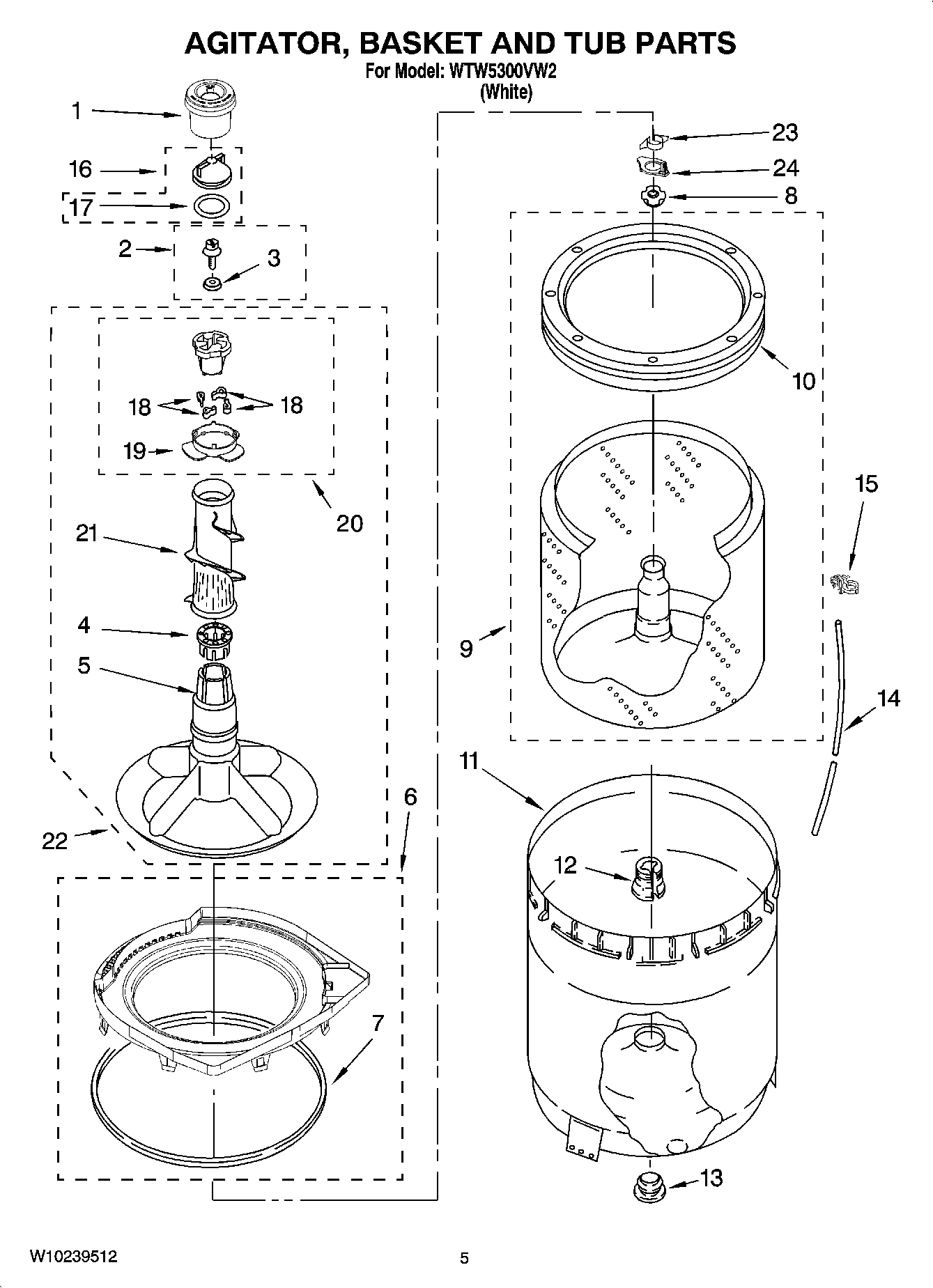 03 - AGITATOR, BASKET AND TUB PARTS