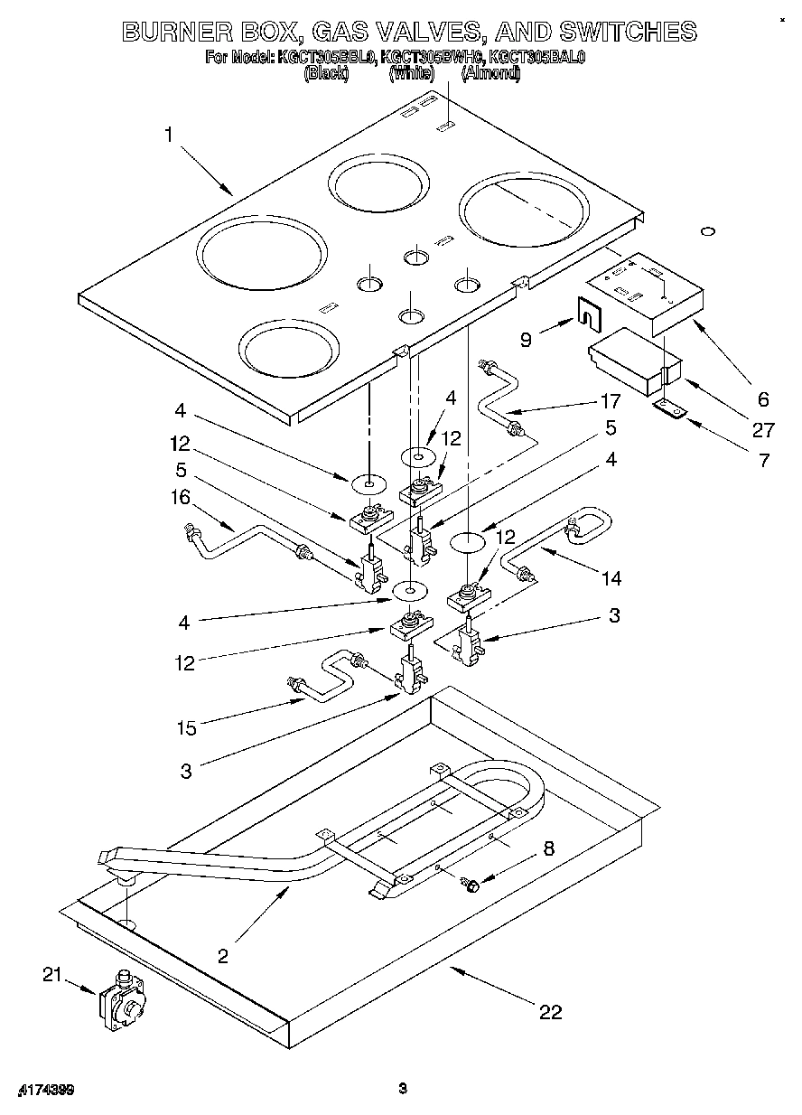 03 - BURNER BOX, GAS VALVES, AND SWITCHES
