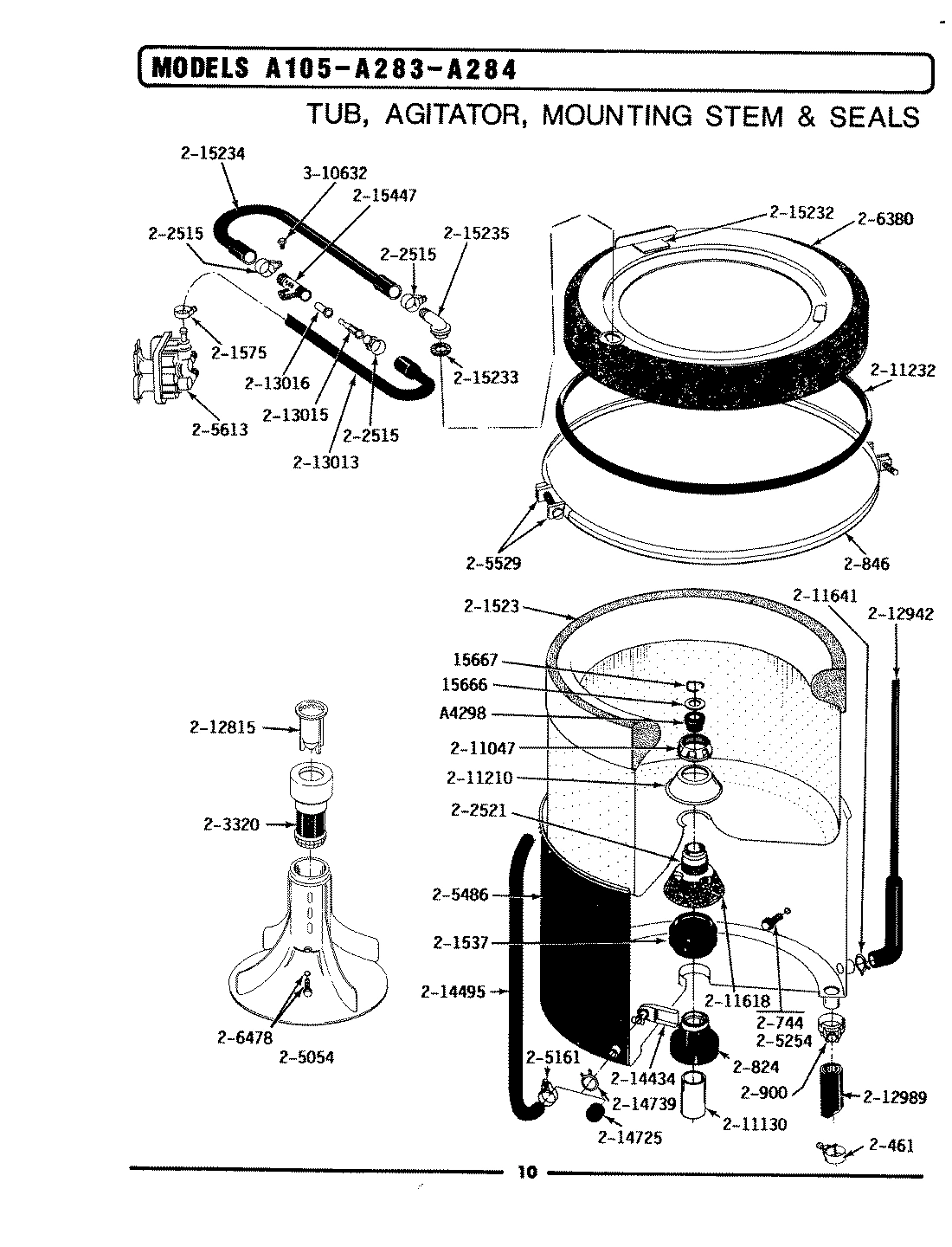 09 - TUB, AGITATOR, MOUNTING STEM & SEAL
