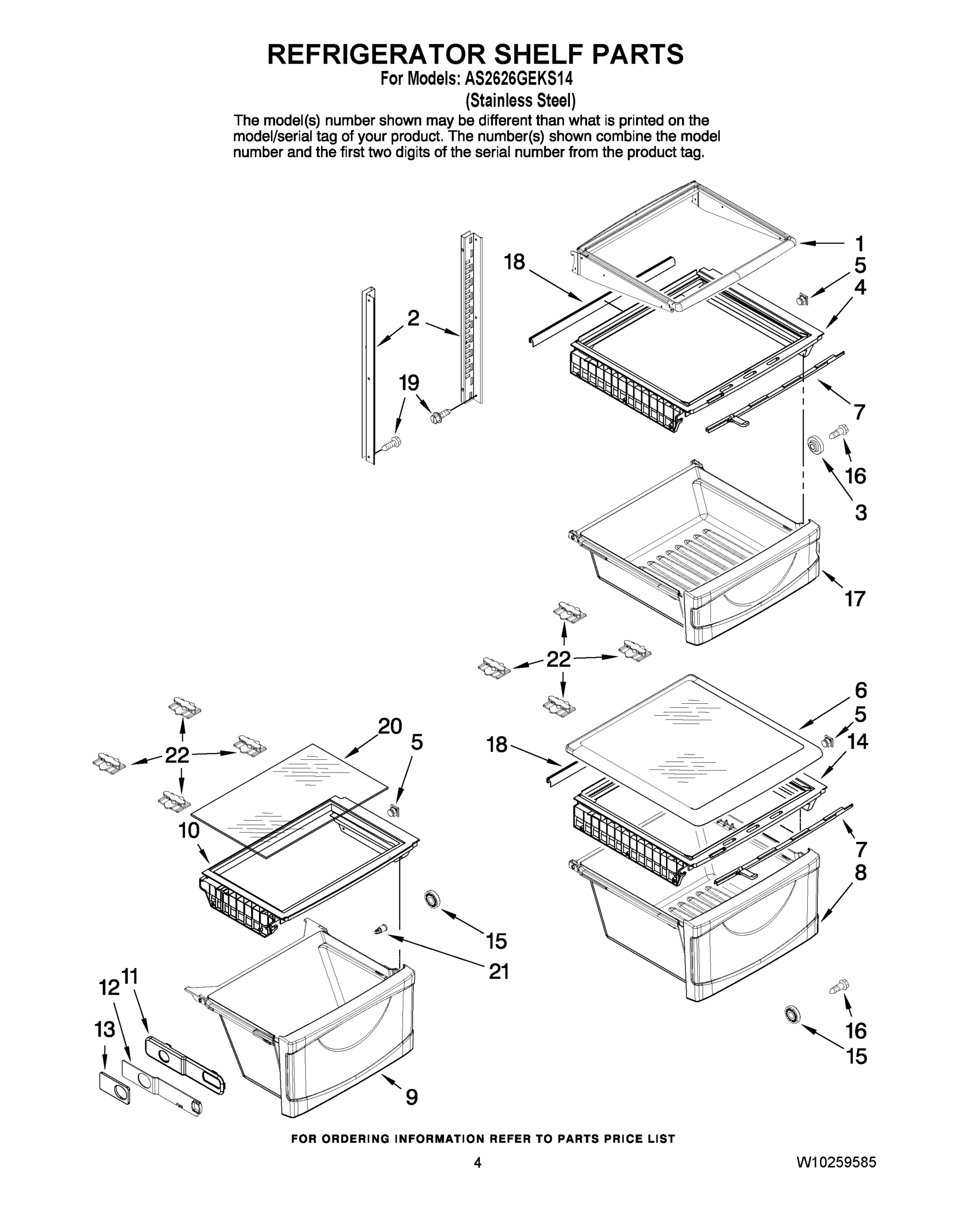 03 - REFRIGERATOR SHELF PARTS