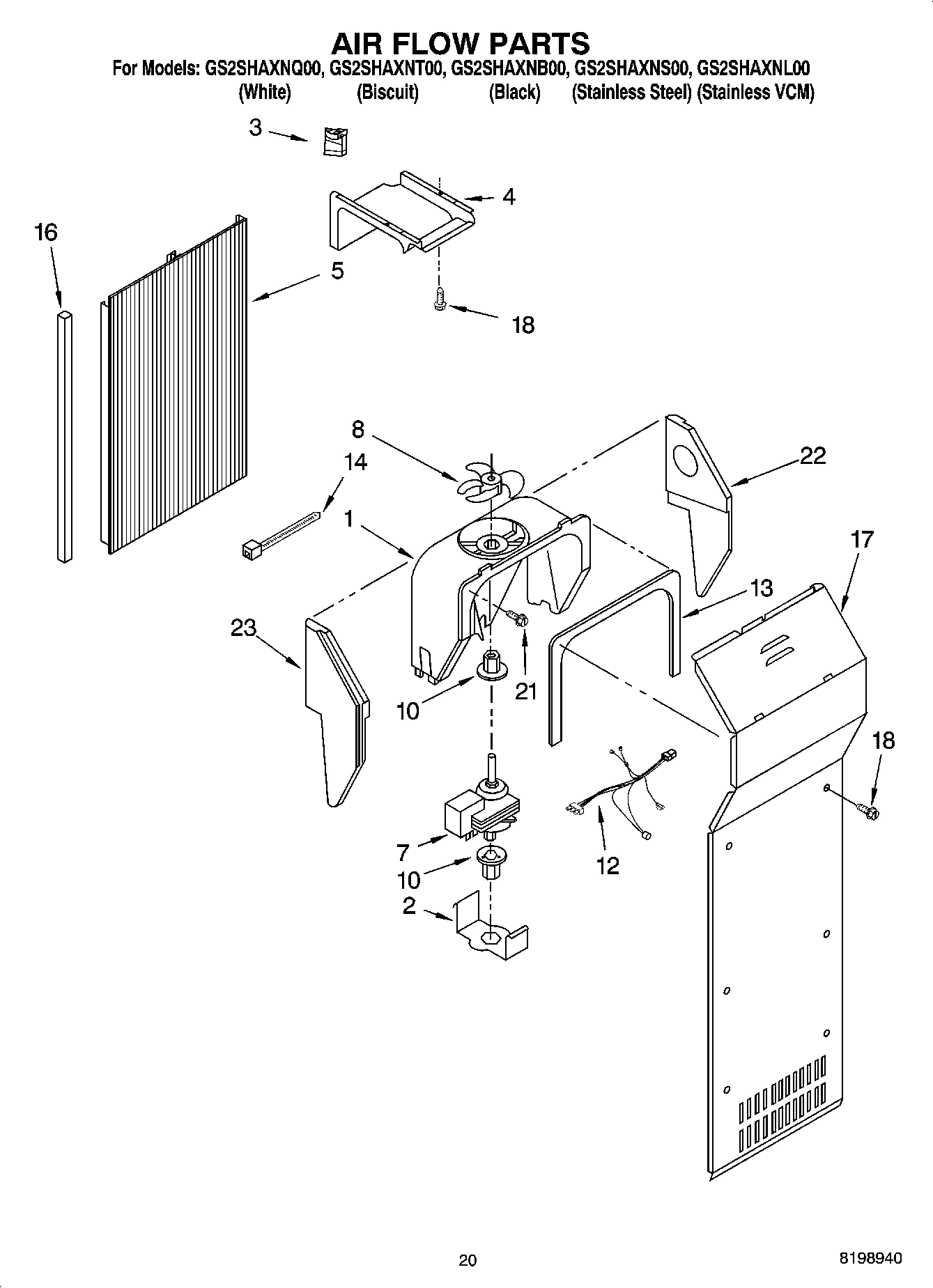 12 - AIR FLOW PARTS, PARTS NOT ILLUSTRATED