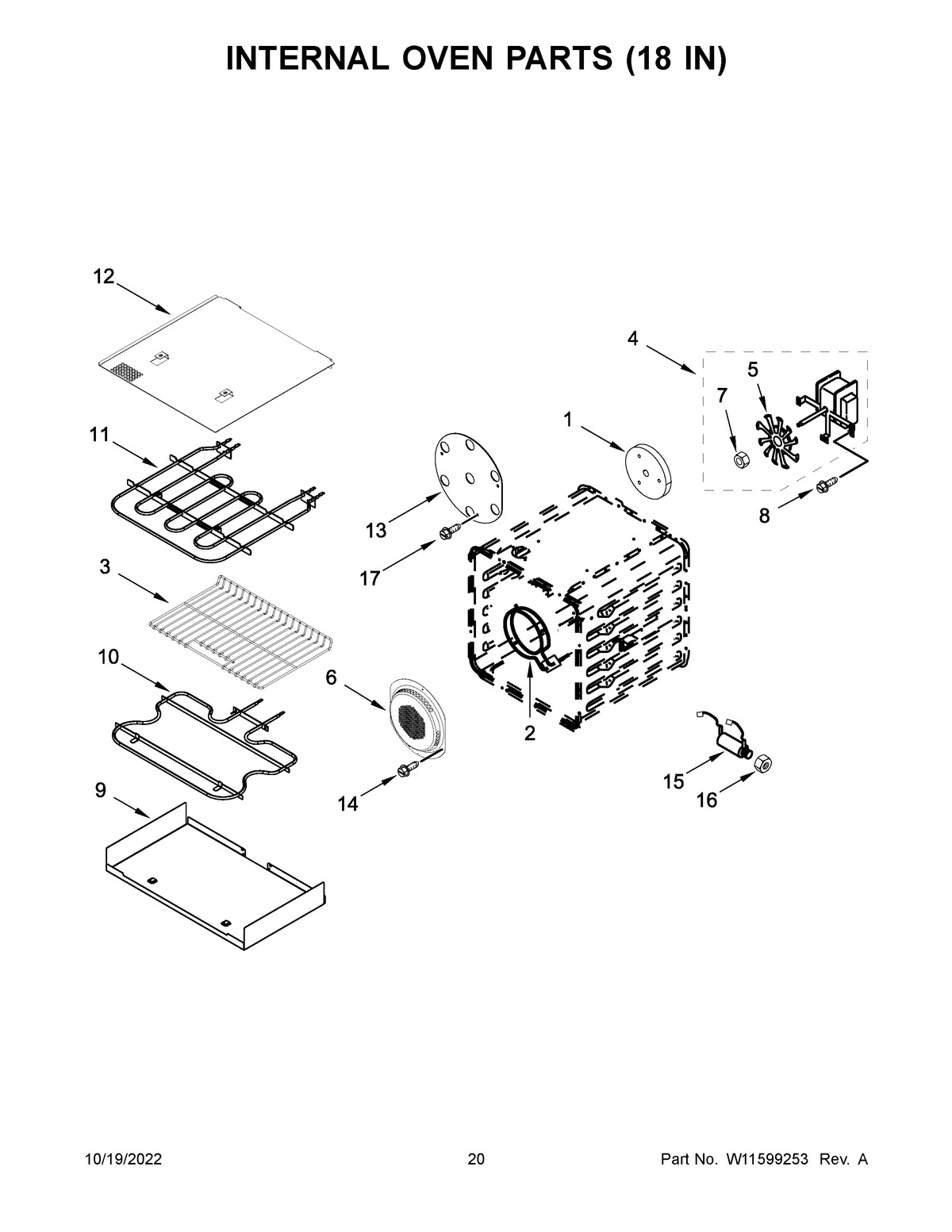 11 - INTERNAL OVEN PARTS (18 IN)