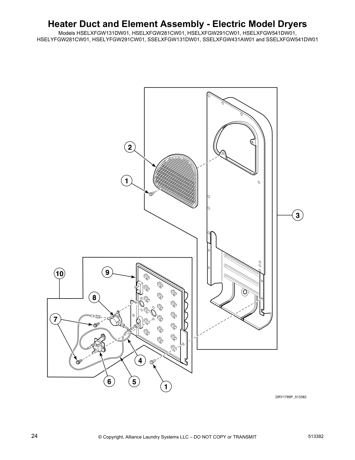 Heater Duct and Element Assembly - Electric Model Dryers
