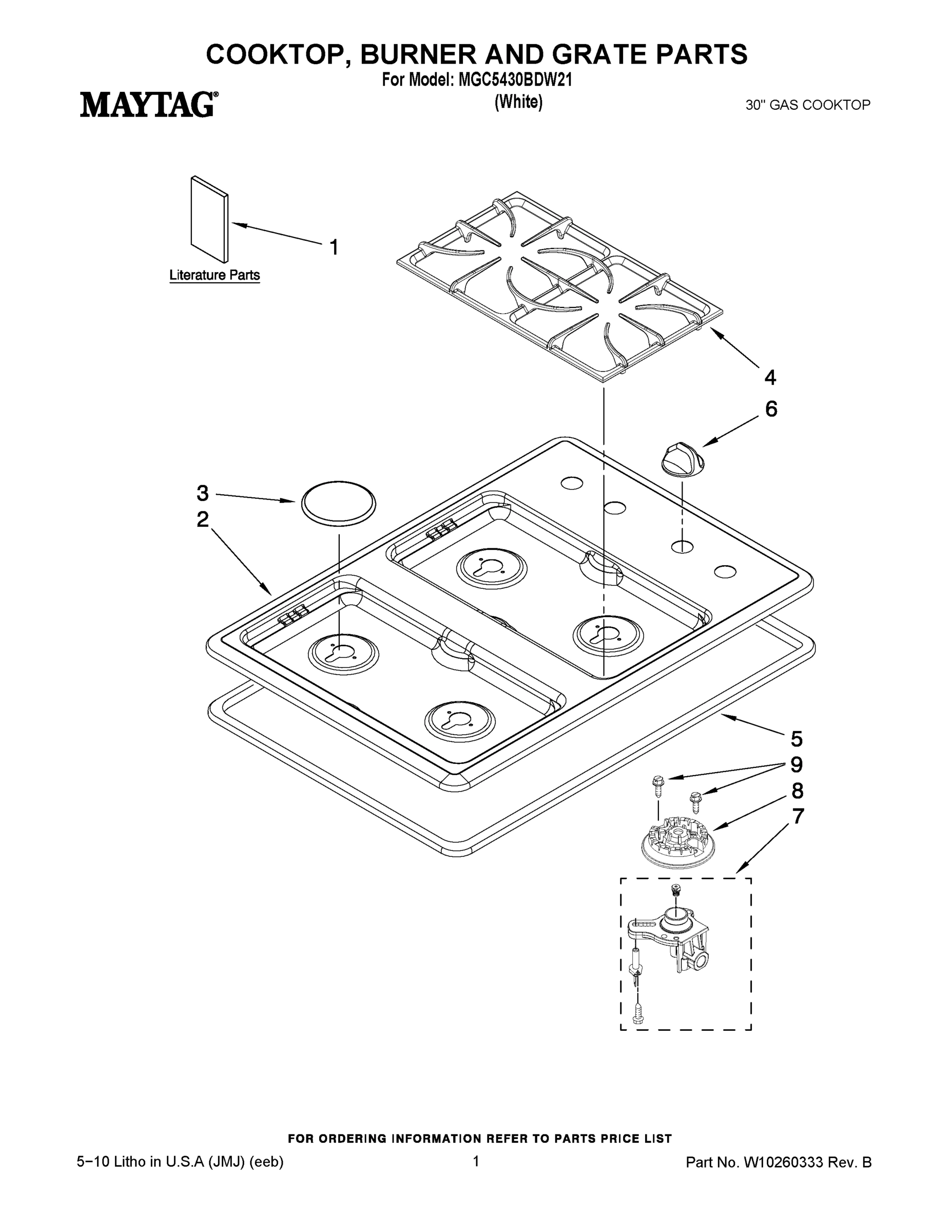 01 - COOKTOP, BURNER AND GRATE PARTS