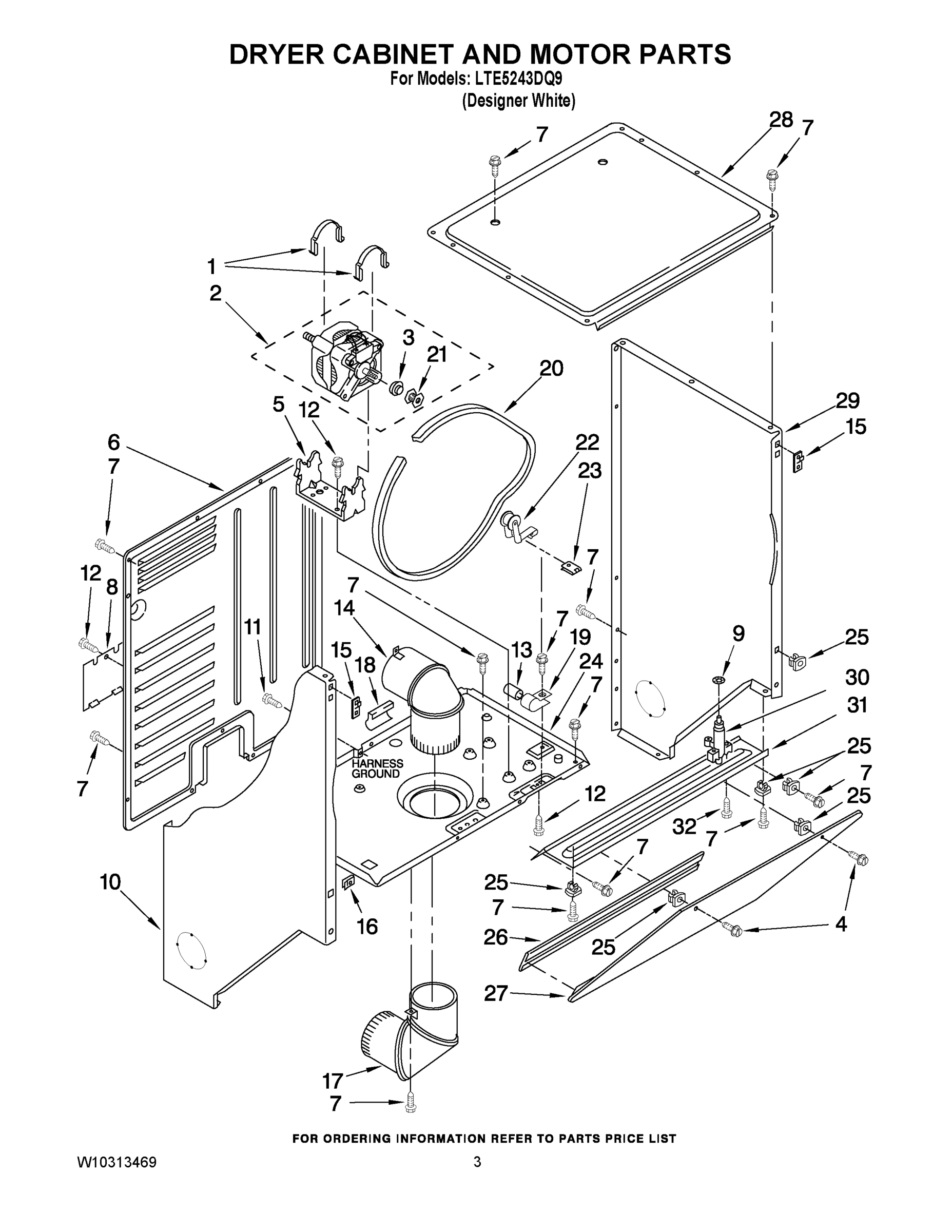 03 - DRYER CABINET AND MOTOR PARTS