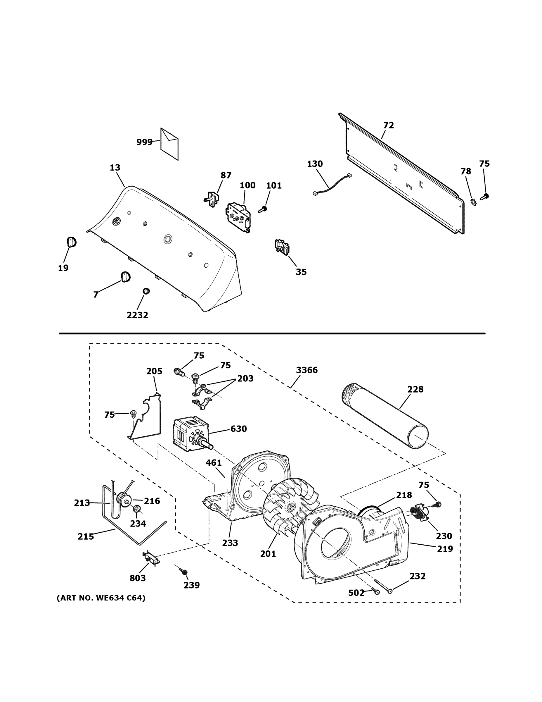 BACKSPLASH, BLOWER & MOTOR ASSEMBLY