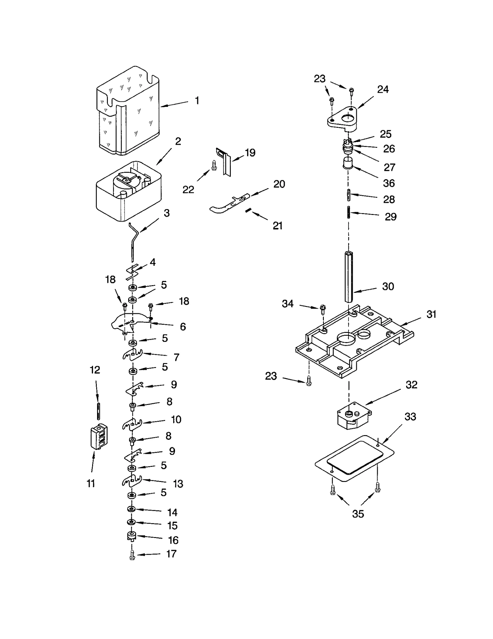 MOTOR AND ICE CONTAINER