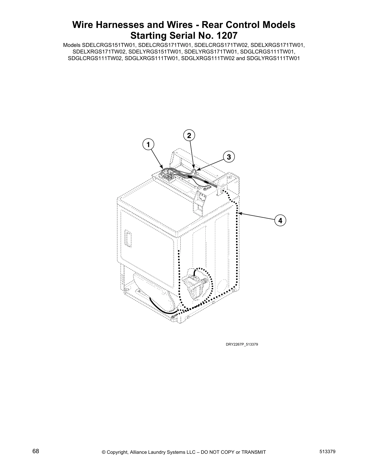 Wire Harnesses and Wires - Rear Control Models 
Starting Serial No. 1207