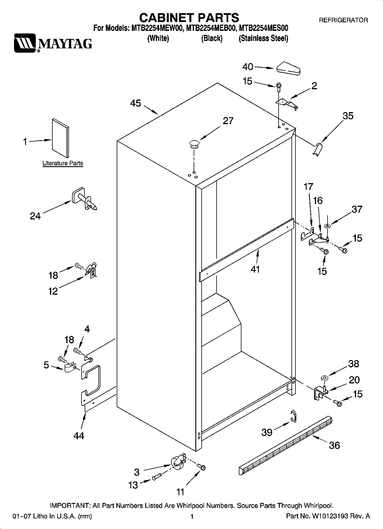 01 - CABINET PARTS