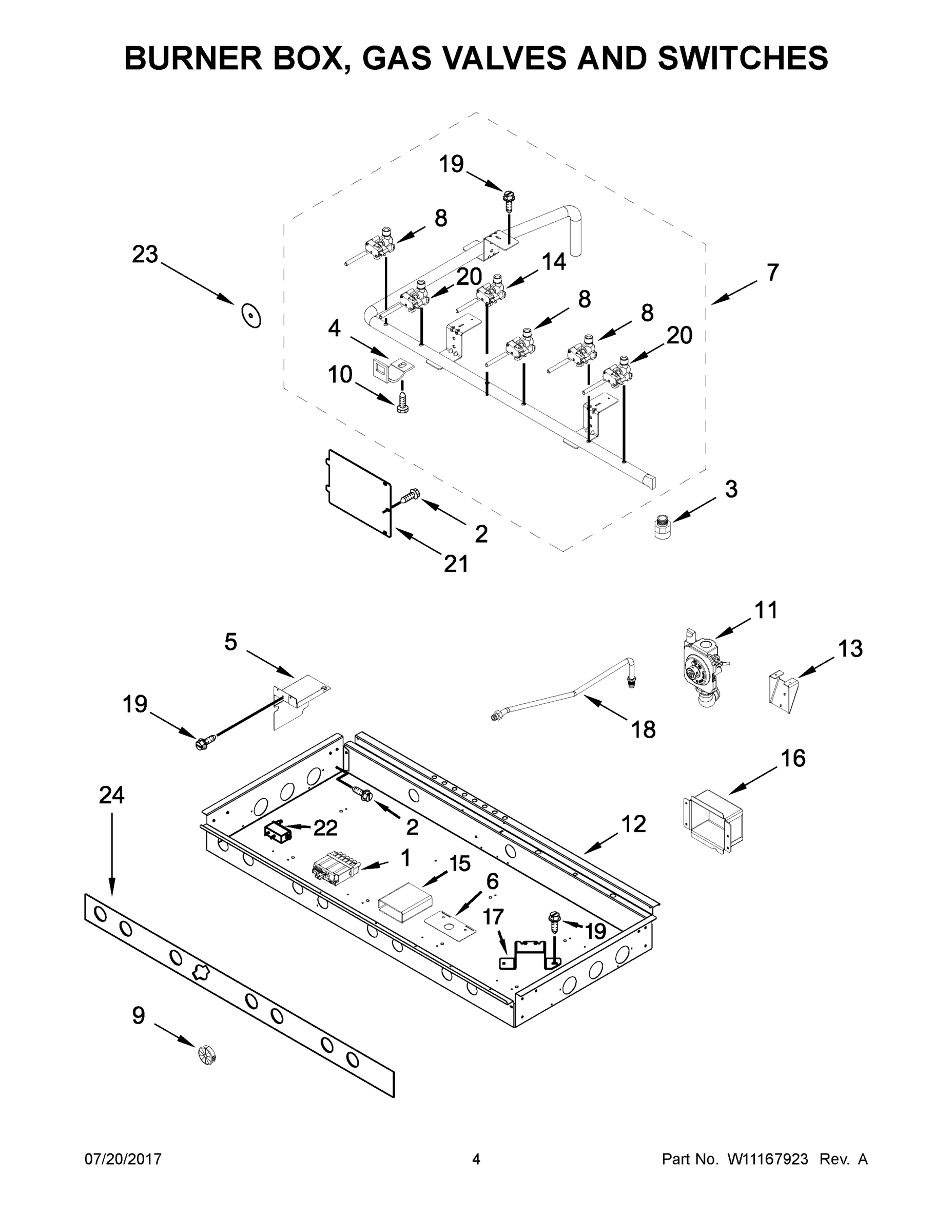 03 - BURNER BOX, GAS VALVES AND SWITCHES