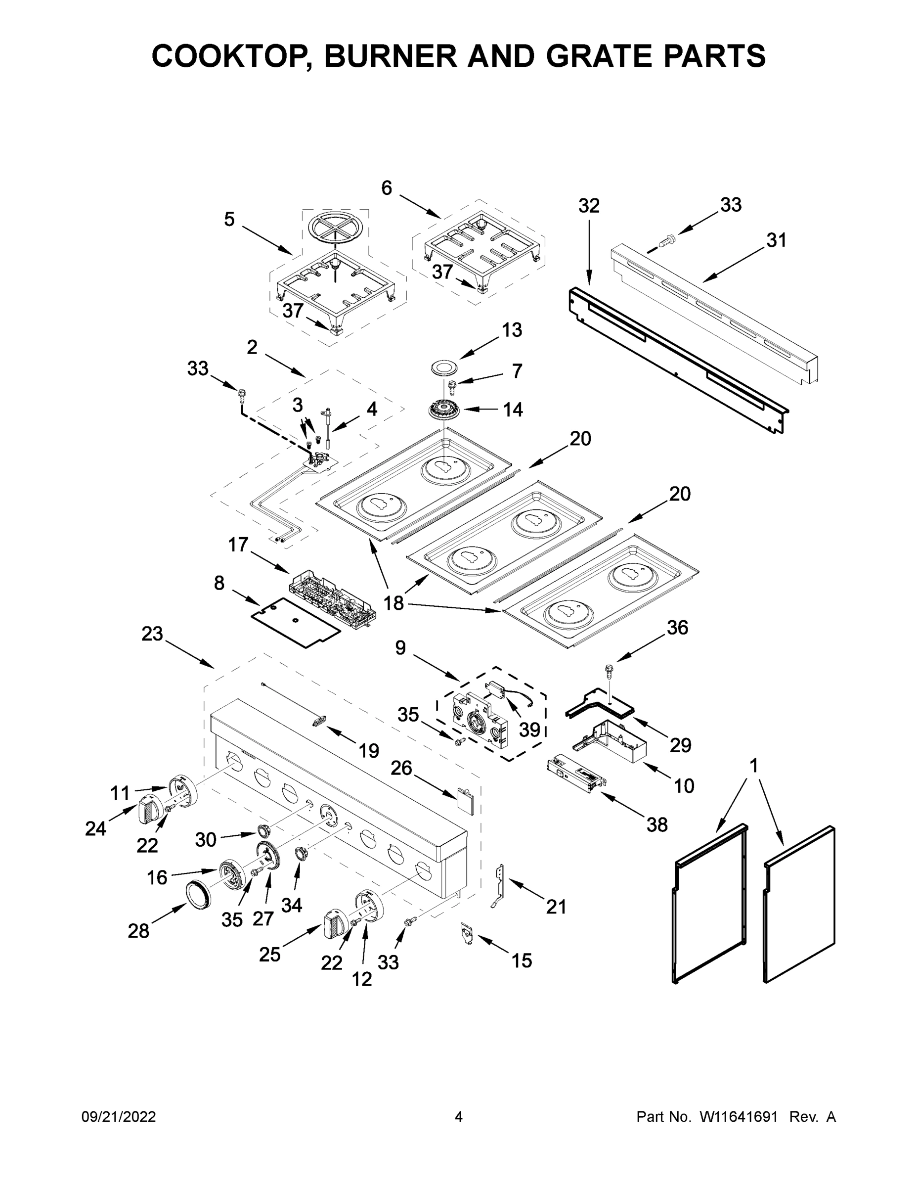 03 - COOKTOP, BURNER AND GRATE PARTS