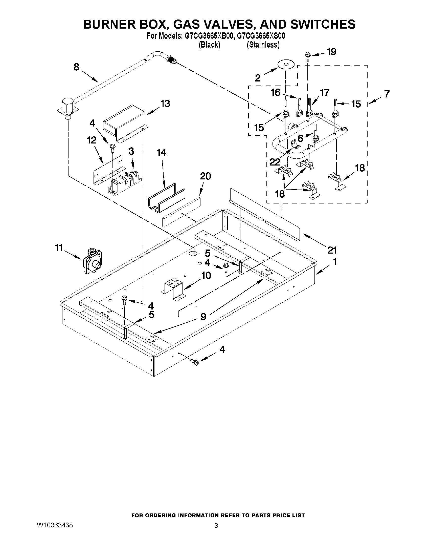 02 - BURNER BOX, GAS VALVES, AND SWITCHES