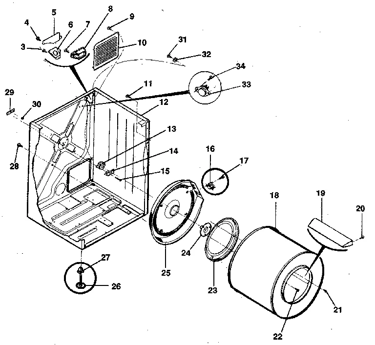 CABINET, DRUM, HEATER ASSY