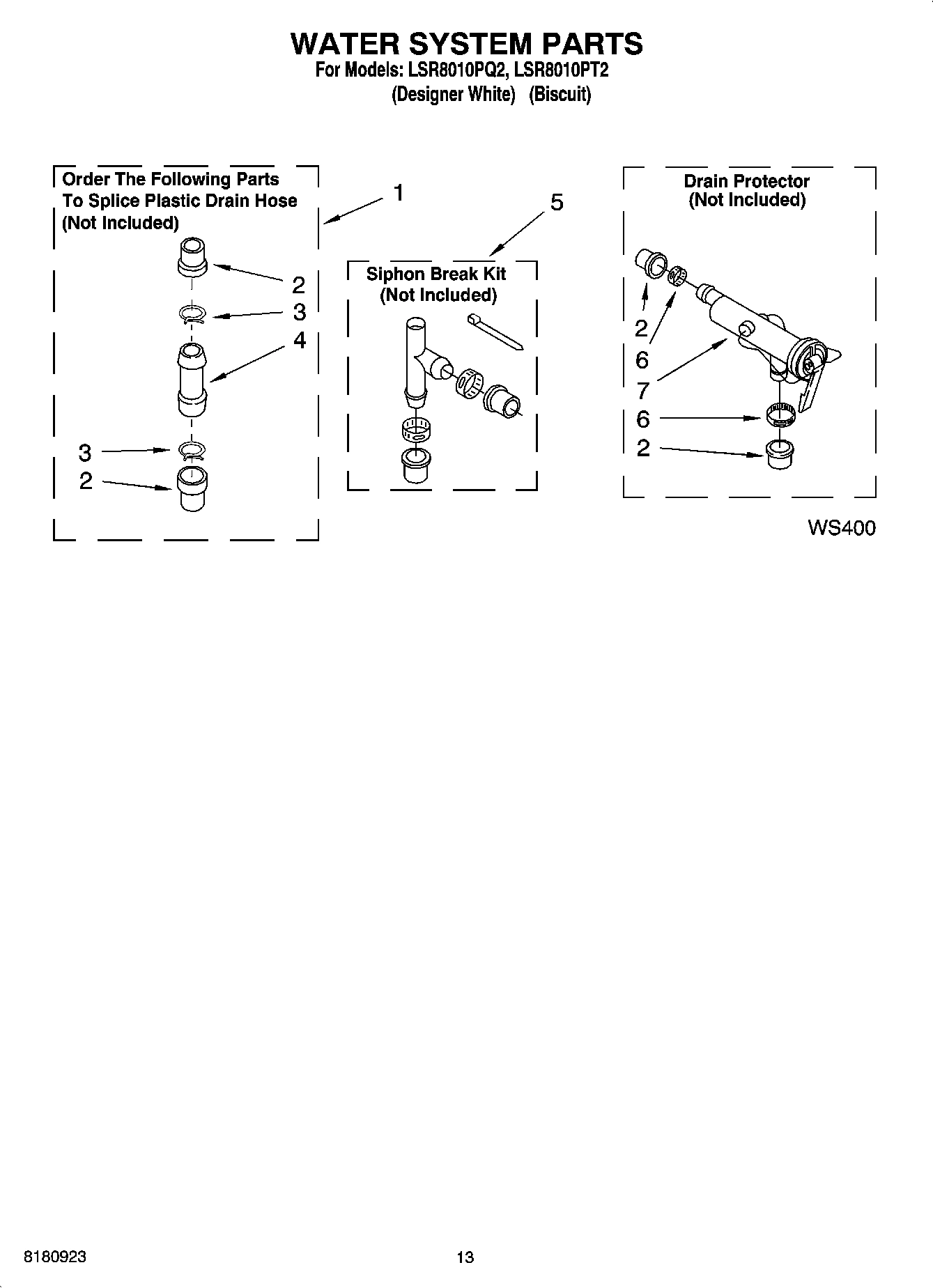 09 - WATER SYSTEM PARTS, OPTIONAL PARTS (NOT INCLUDED)