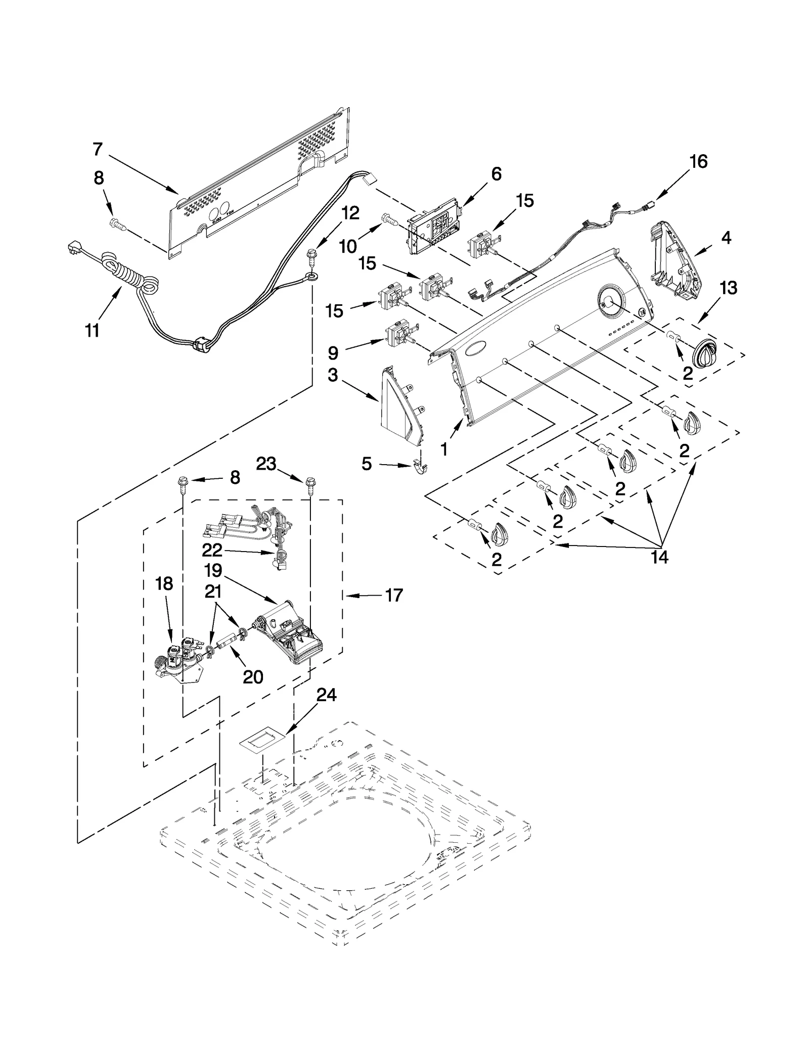 CONSOLE AND WATER INLET PARTS