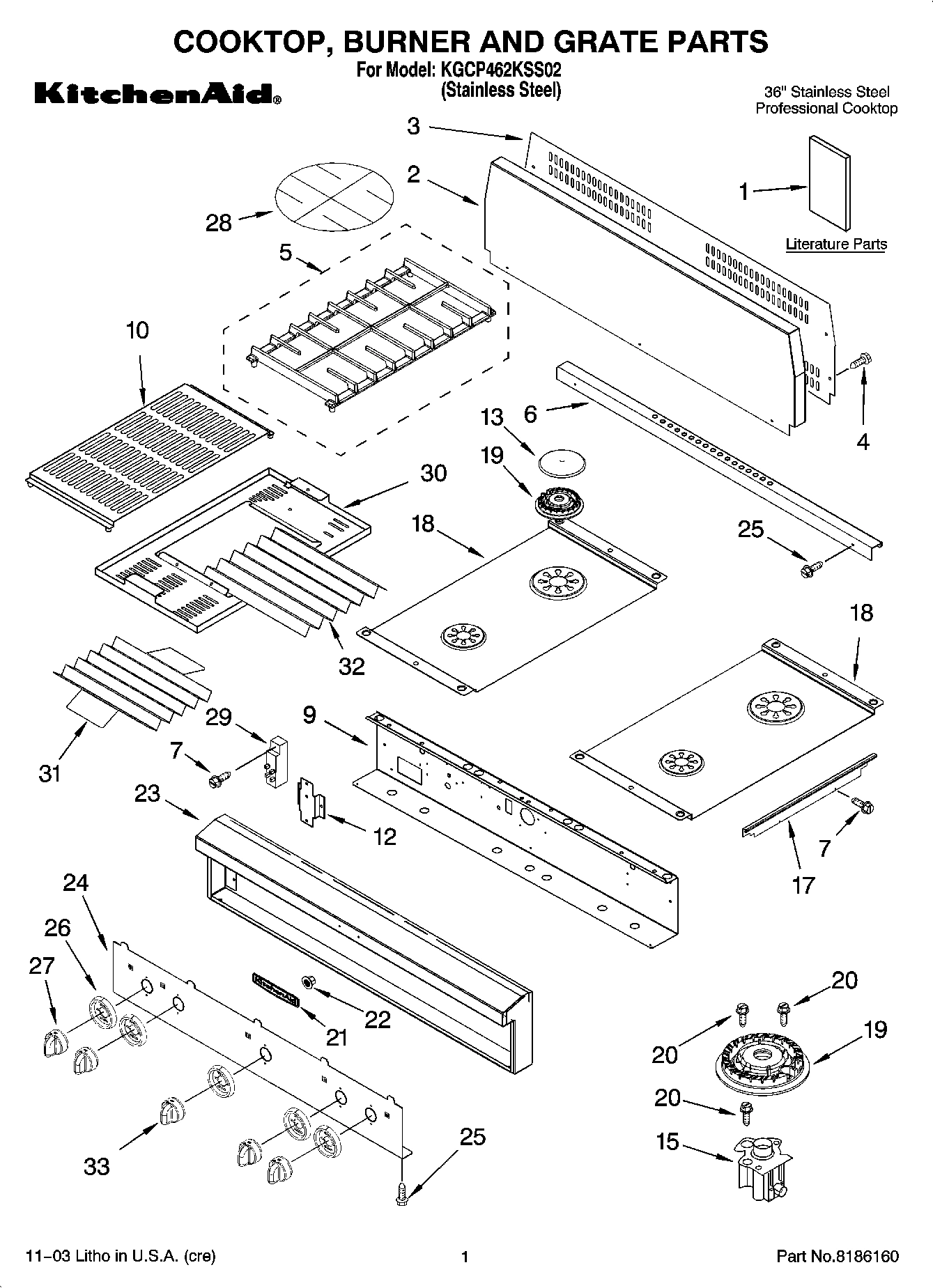 01 - COOKTOP, BURNER AND GRATE PARTS