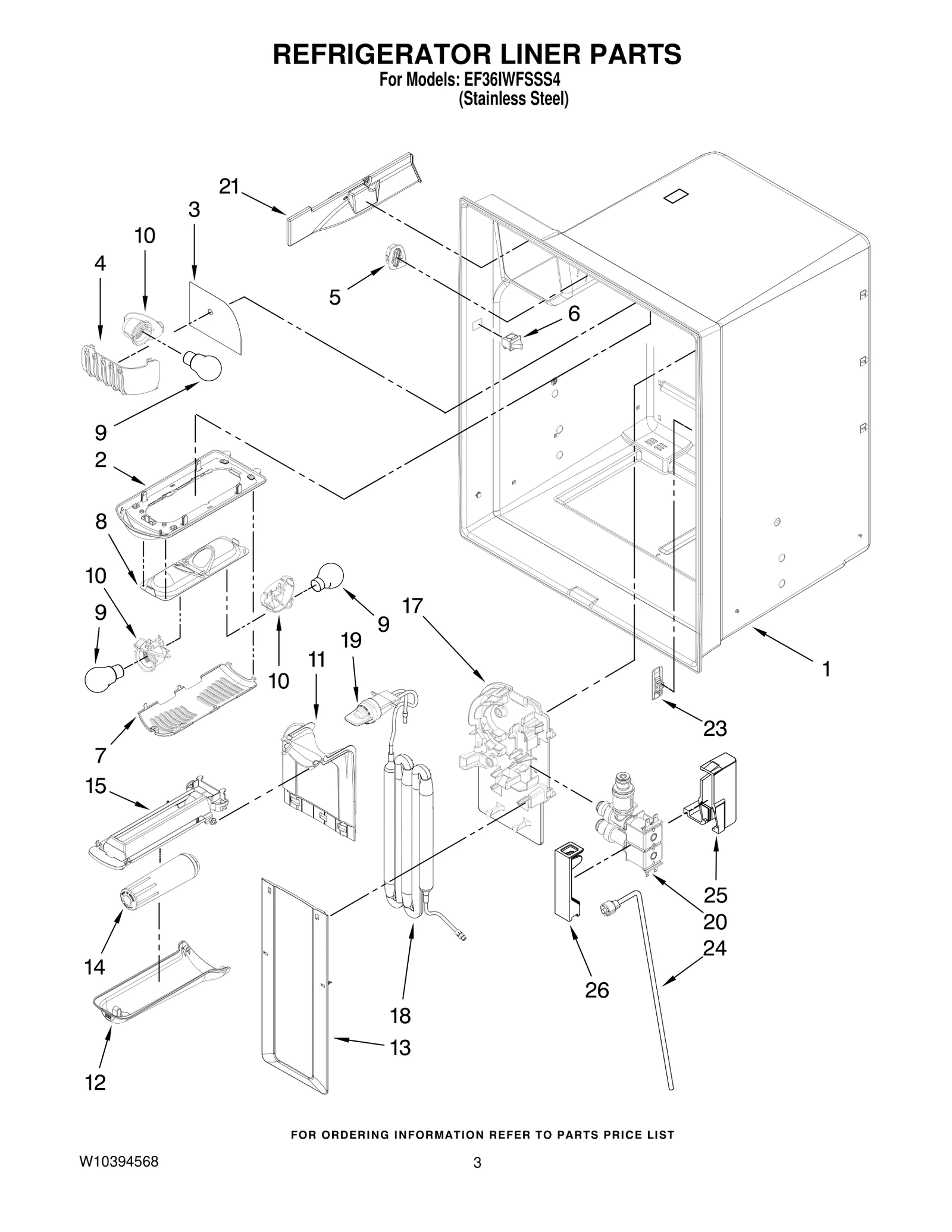 REFRIGERATOR LINER PARTS