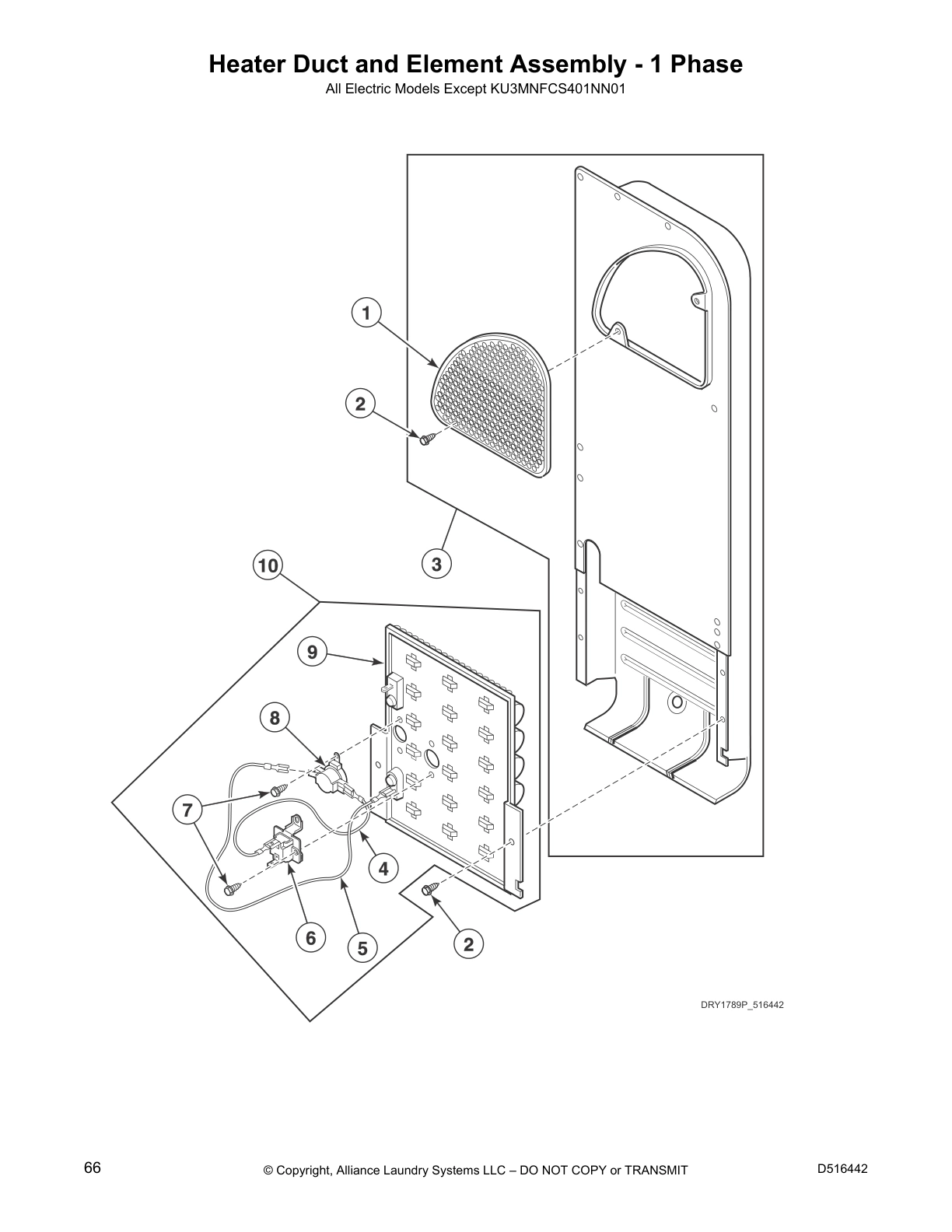 Heater Duct and Element Assembly - 1 Phase