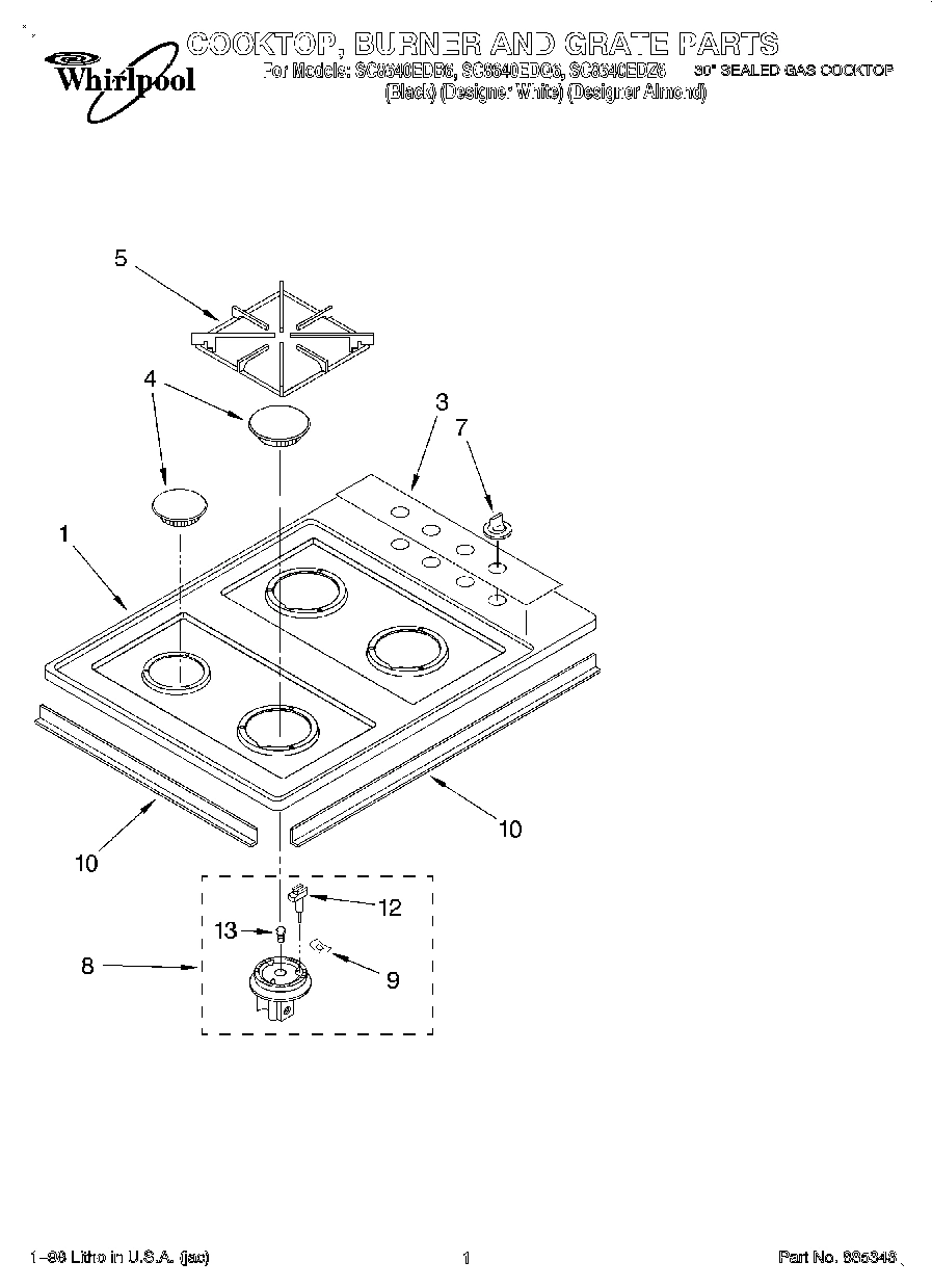 01 - COOKTOP, BURNER AND GRATE