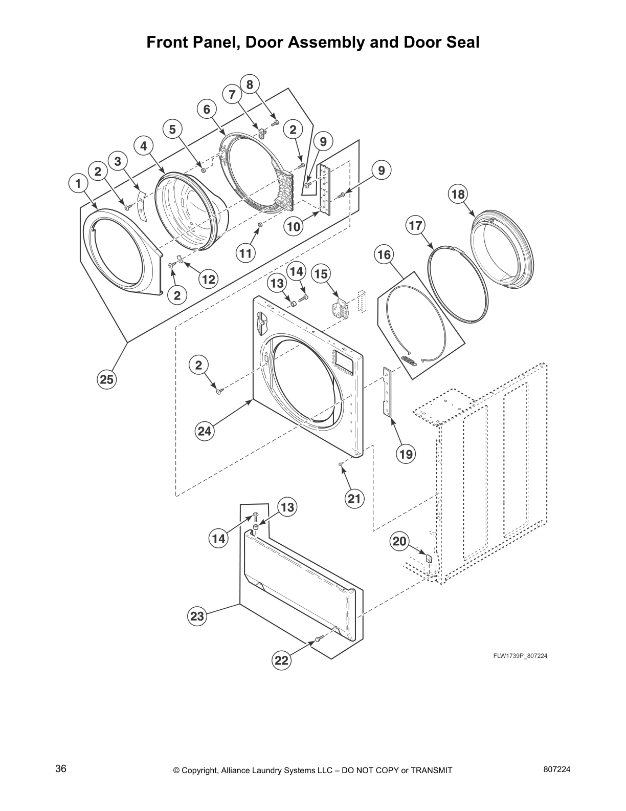 Front Panel, Door Assembly and Door Seal