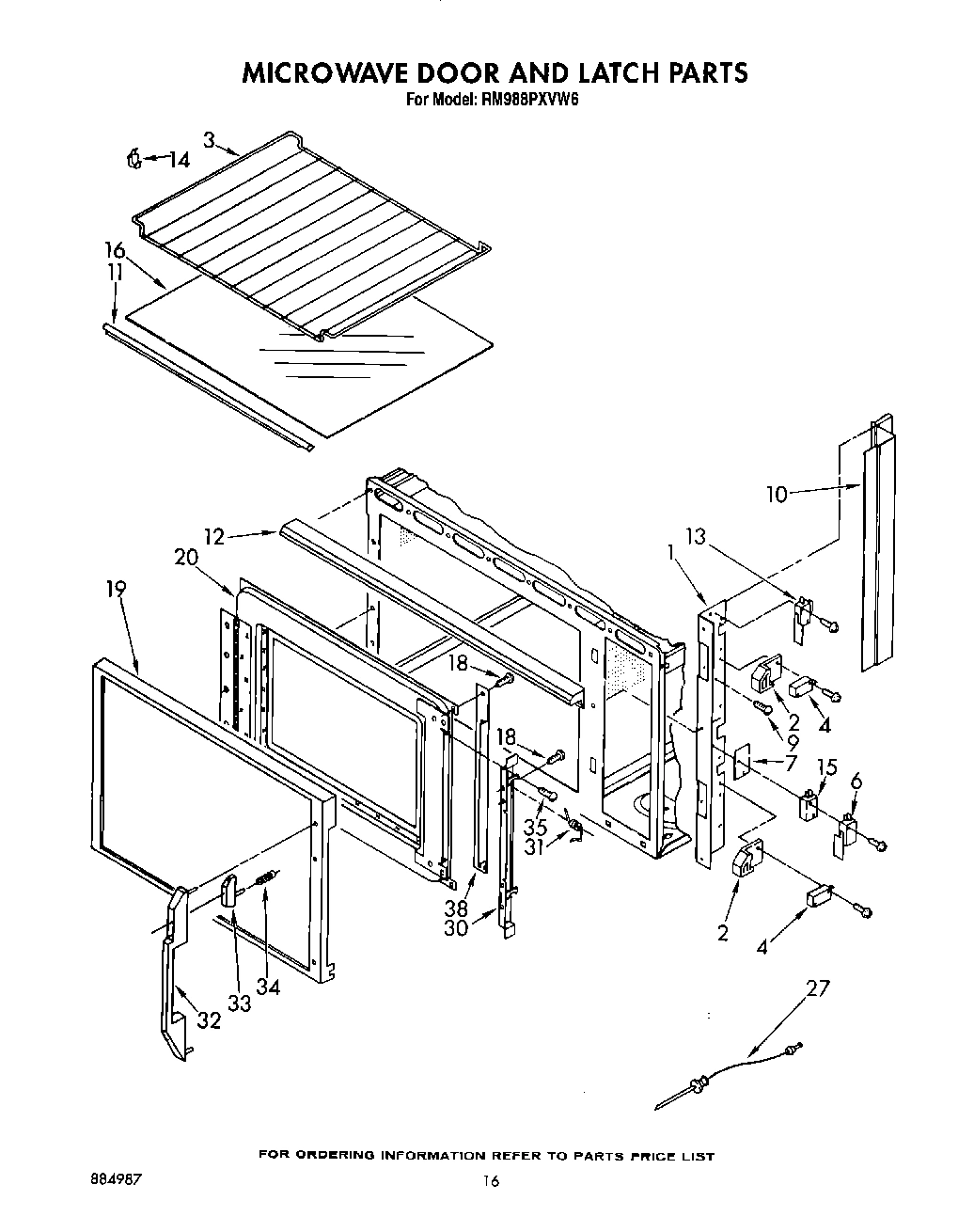 10 - MICROWAVE DOOR AND LATCH, OPTIONAL