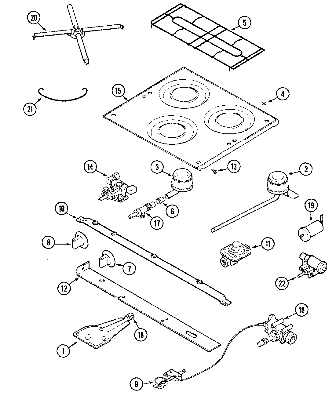 02 - MAIN TOP & BURNER ASSEMBLY
