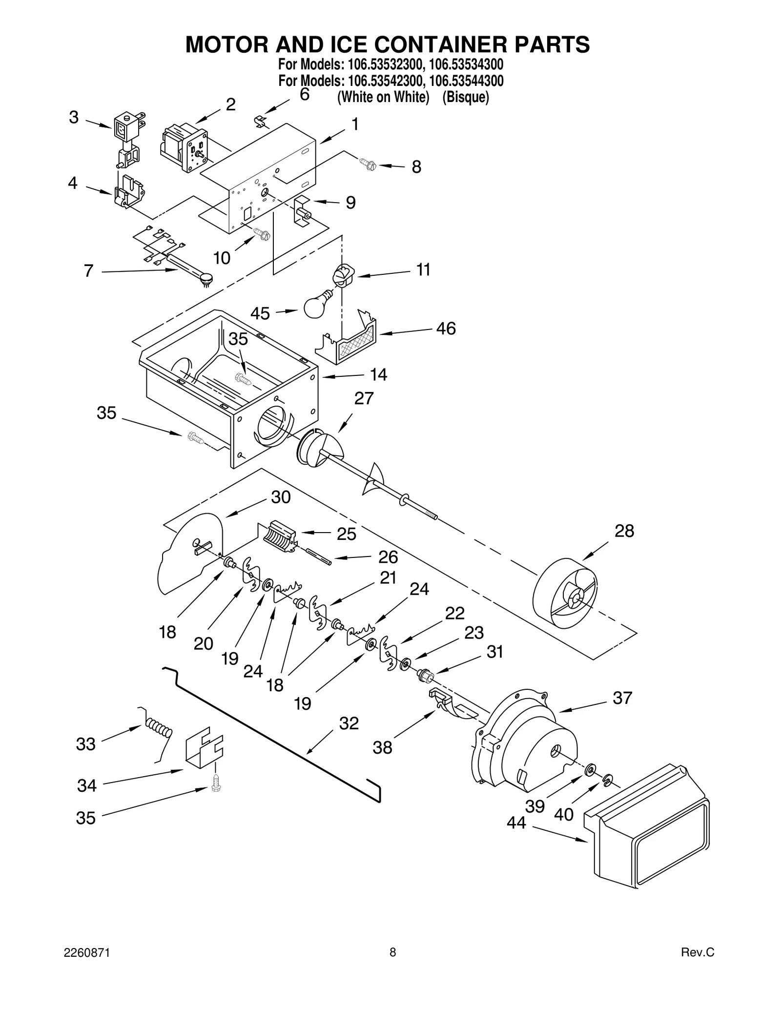MOTOR AND ICE CONTAINER PARTS