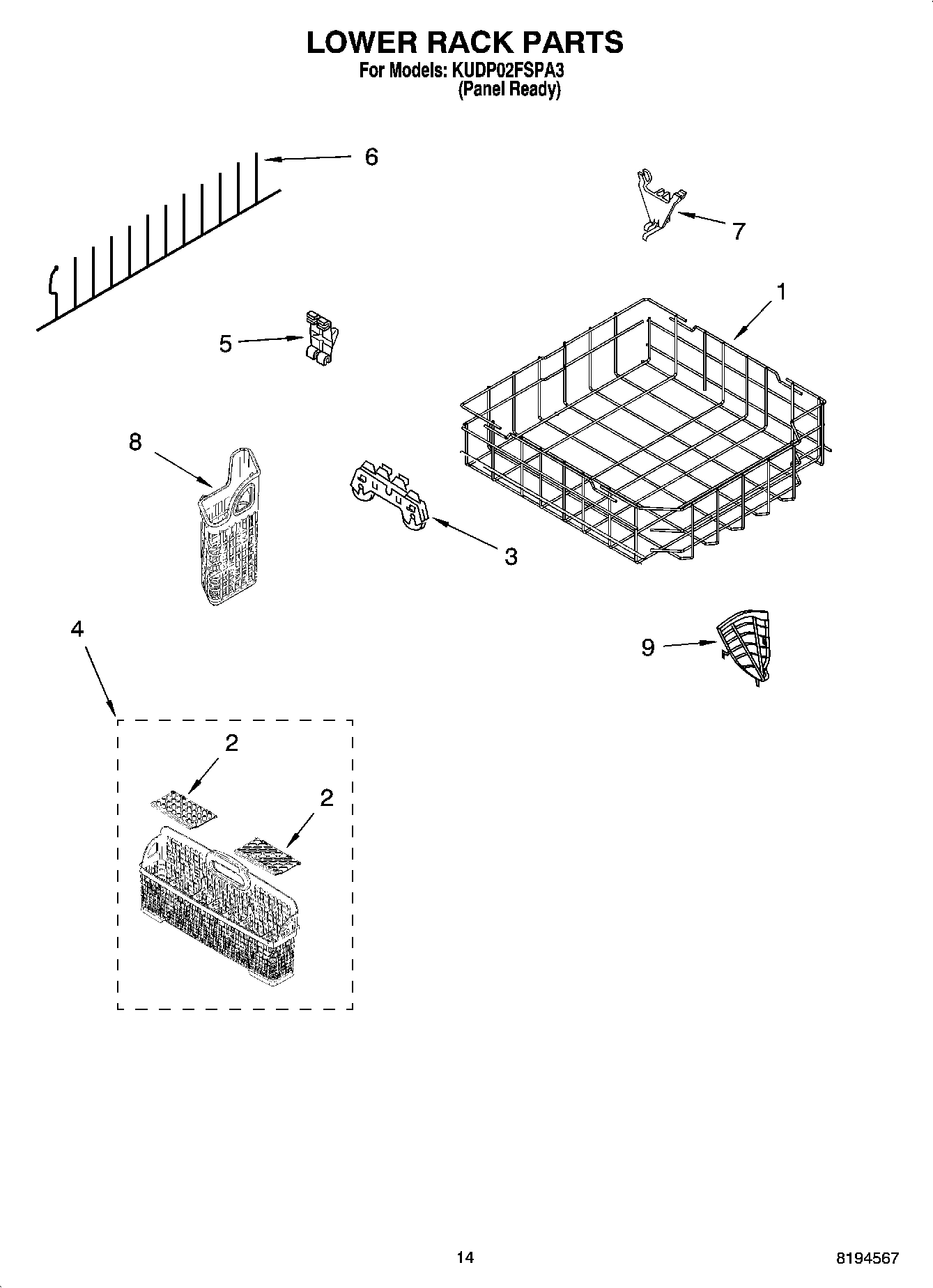 11 - LOWER RACK PARTS, OPTIONAL PARTS (NOT INCLUDED)