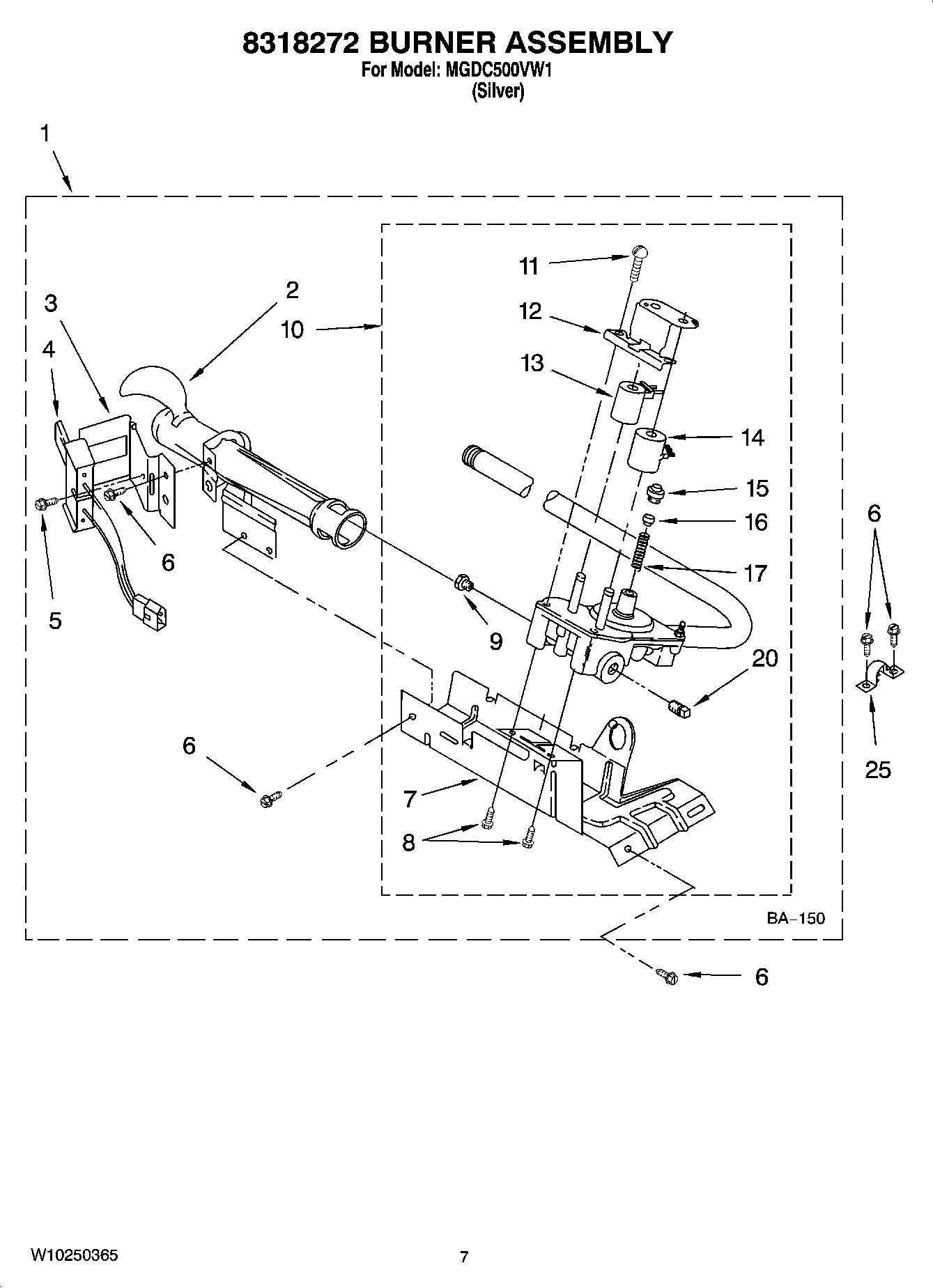04 - 8318272 BURNER ASSEMBLY, OPTIONAL PARTS (NOT INCLUDED)