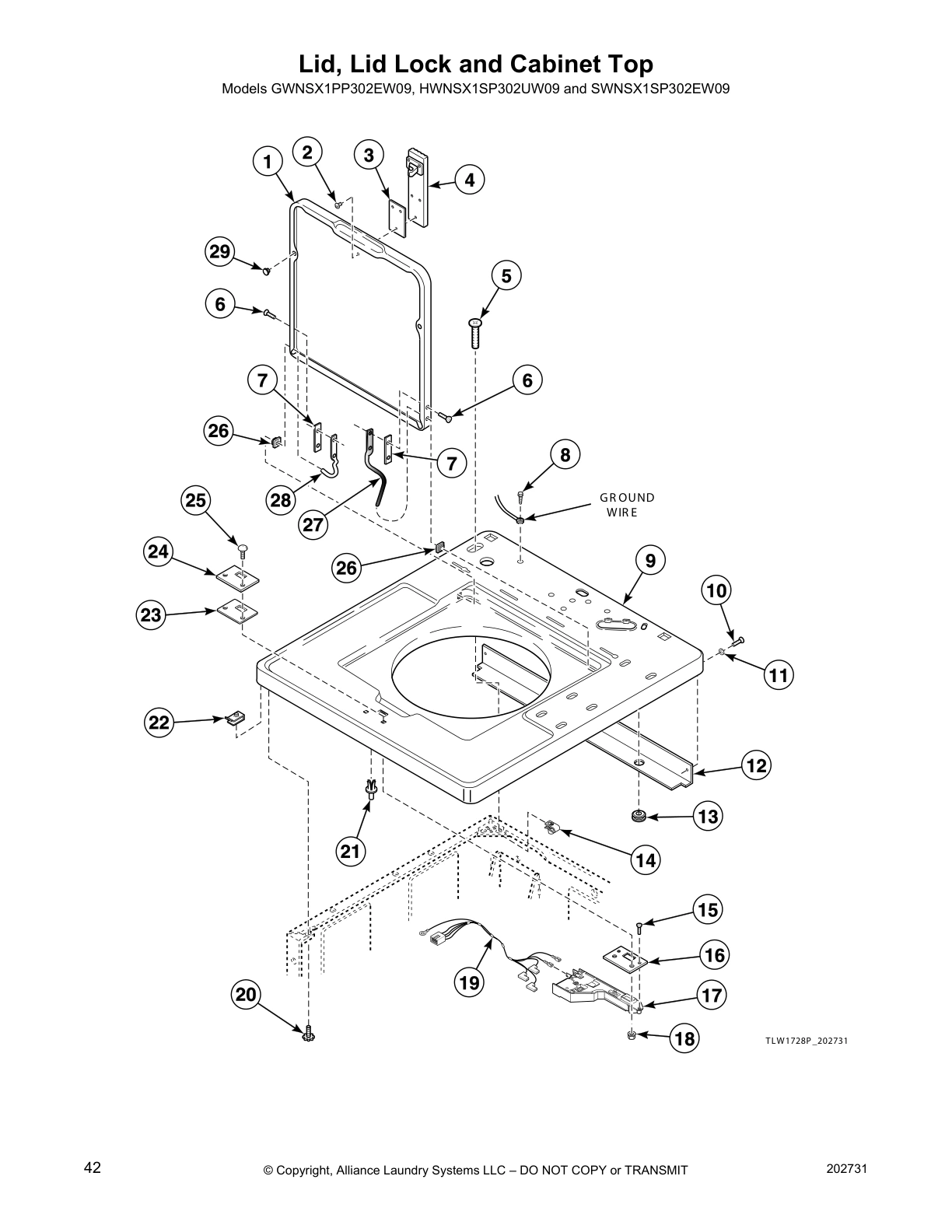 Lid, Lid Lock and Cabinet Top