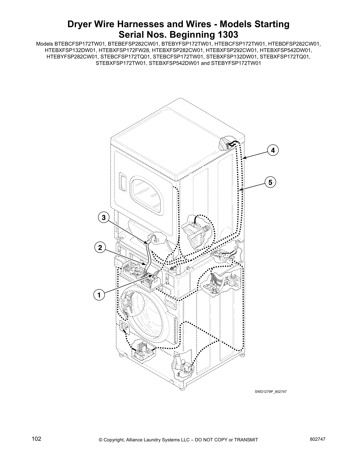 Dryer Wire Harnesses and Wires - Models Starting
Serial Nos. Beginning 1303