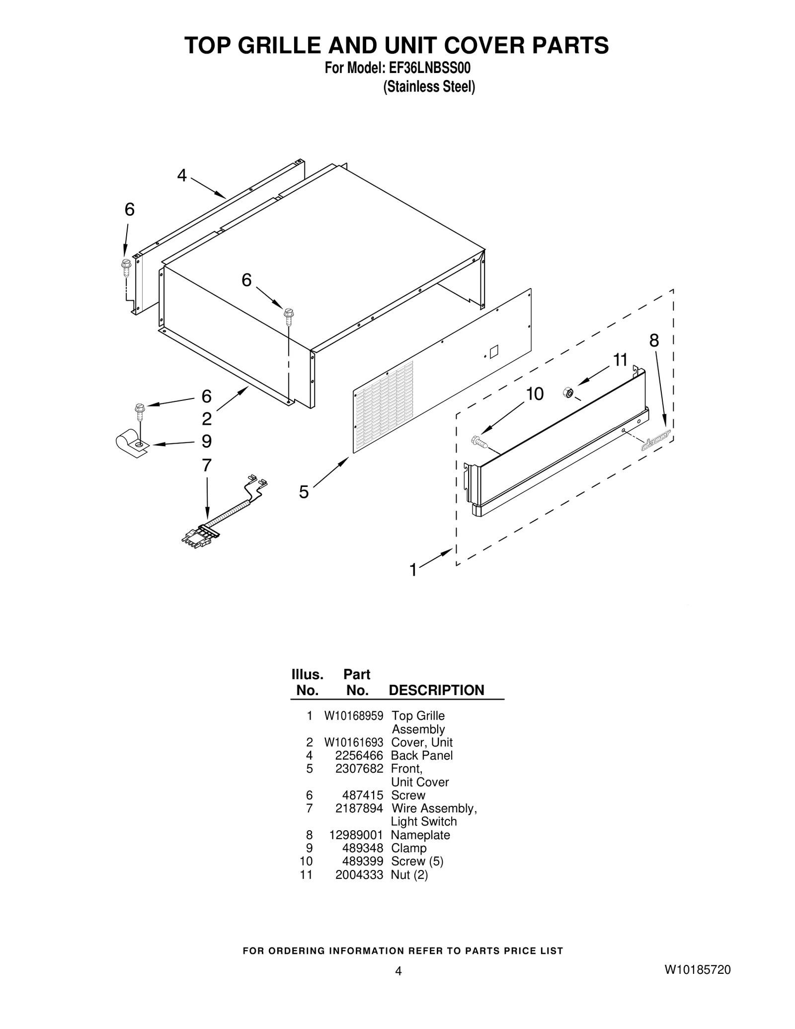 TOP GRILLE AND UNIT COVER PARTS