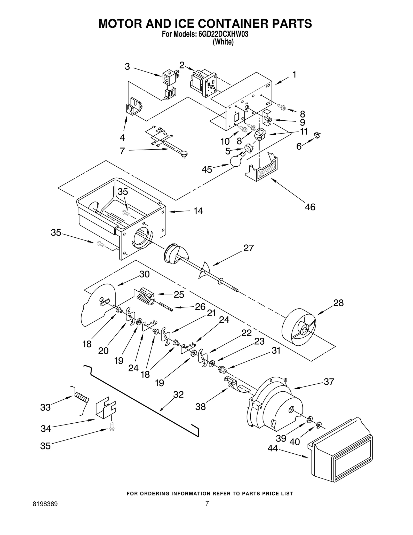 MOTOR AND ICE CONTAINER PARTS