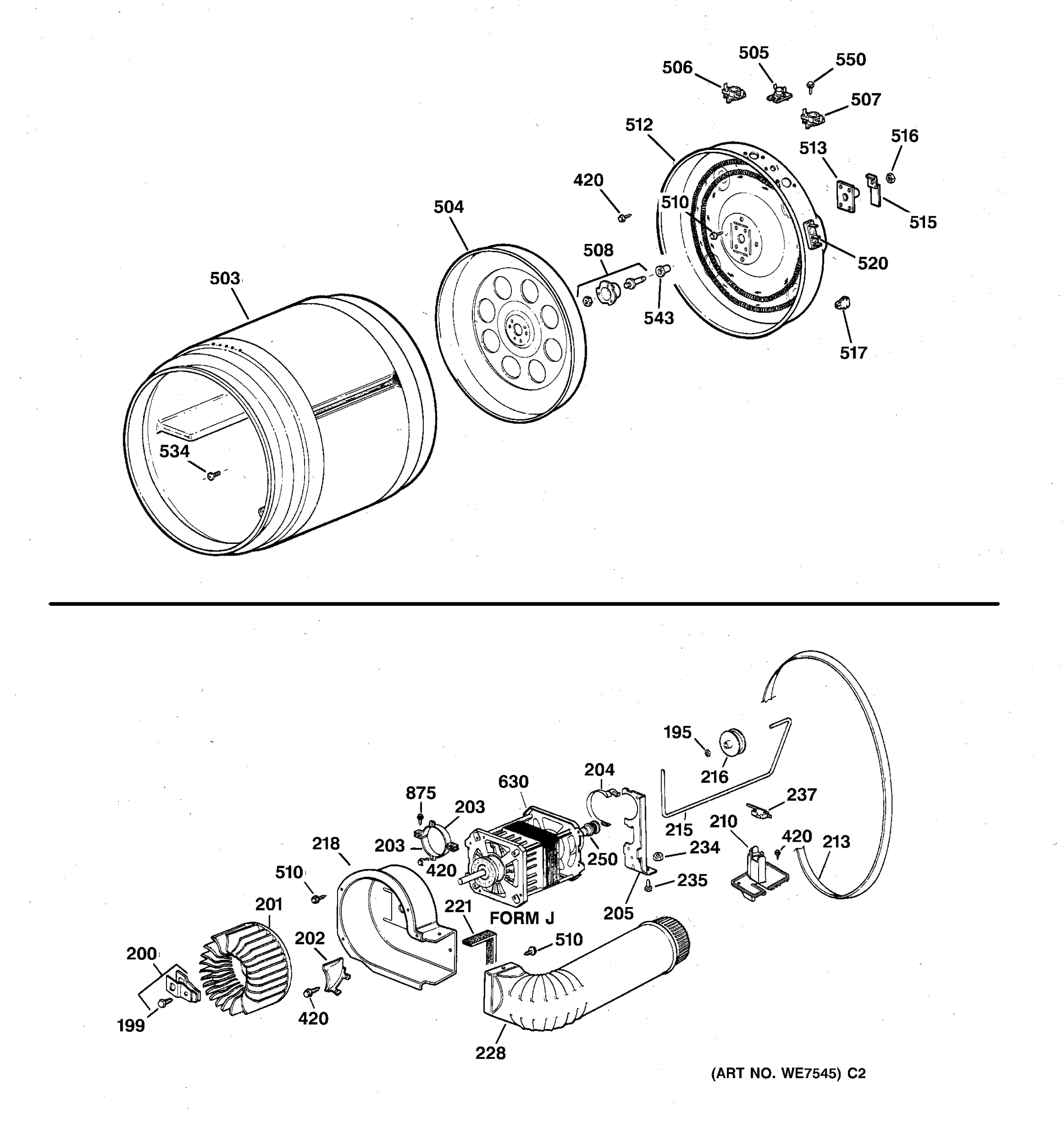 DRUM, HEATER ASSEMBLY, BLOWER & DRIVE ASM.