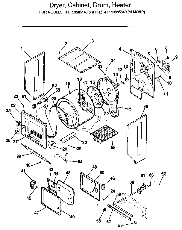 DRYER, CABINET, DRUM, HEATER